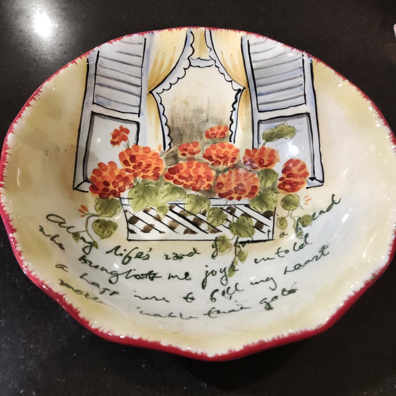 手拉坯波浪邊淺碗[MJ手彩天竺葵]