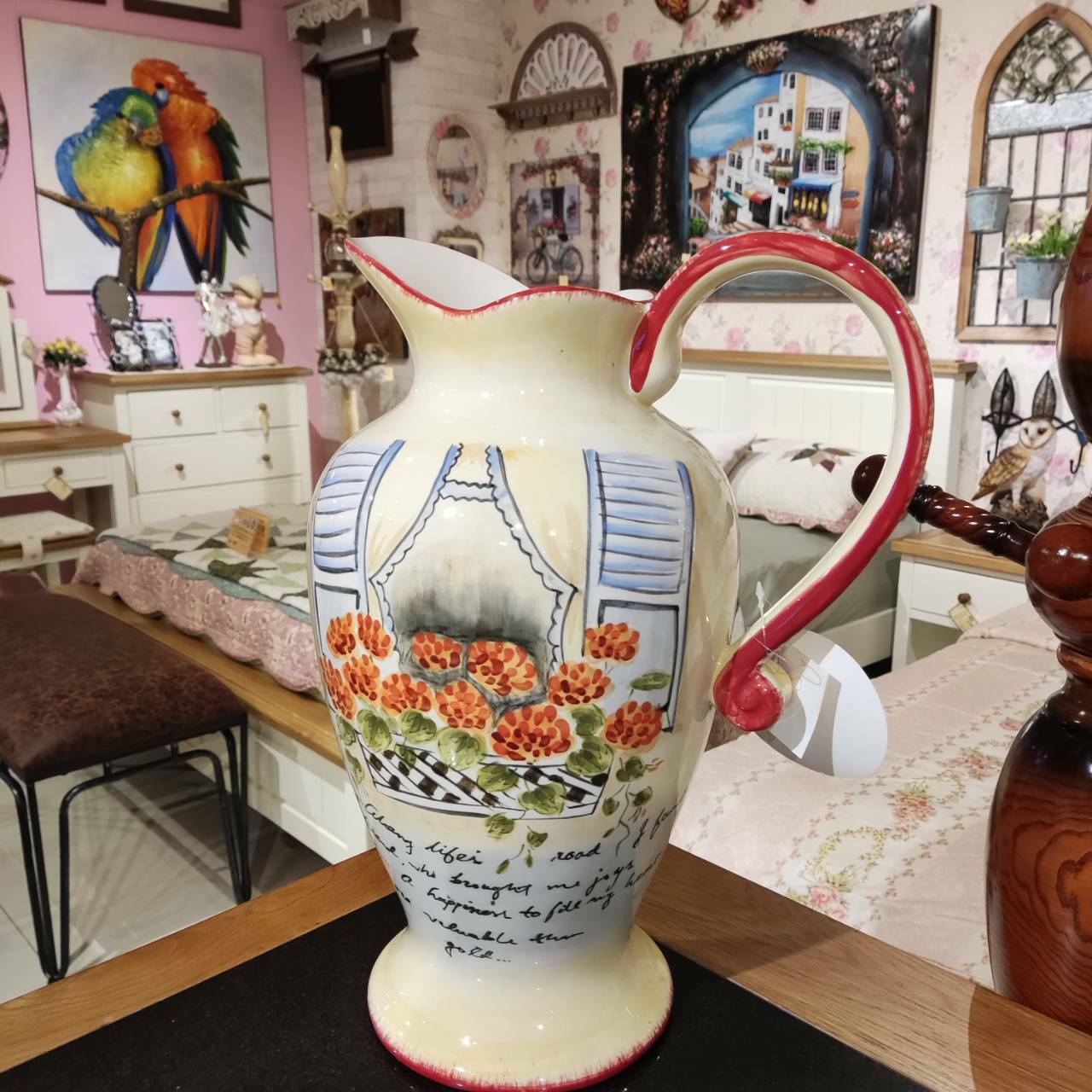 手拉坯古典水罐[MJ手彩天竺葵]