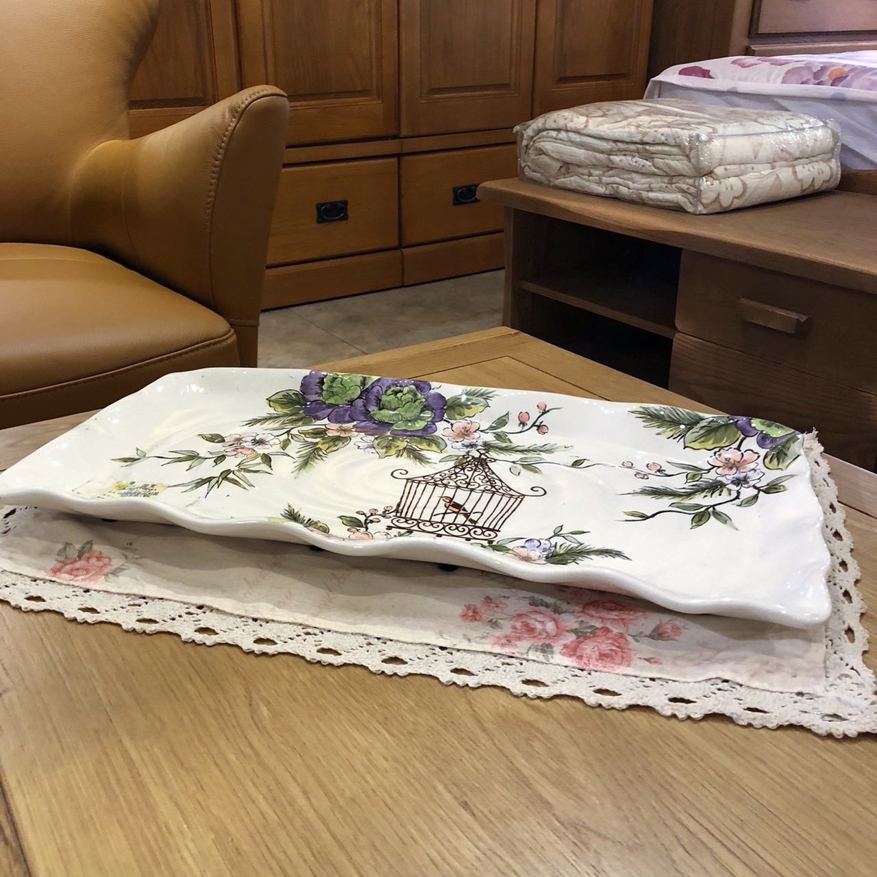 不規則波浪邊長方盤[MJ紫花]