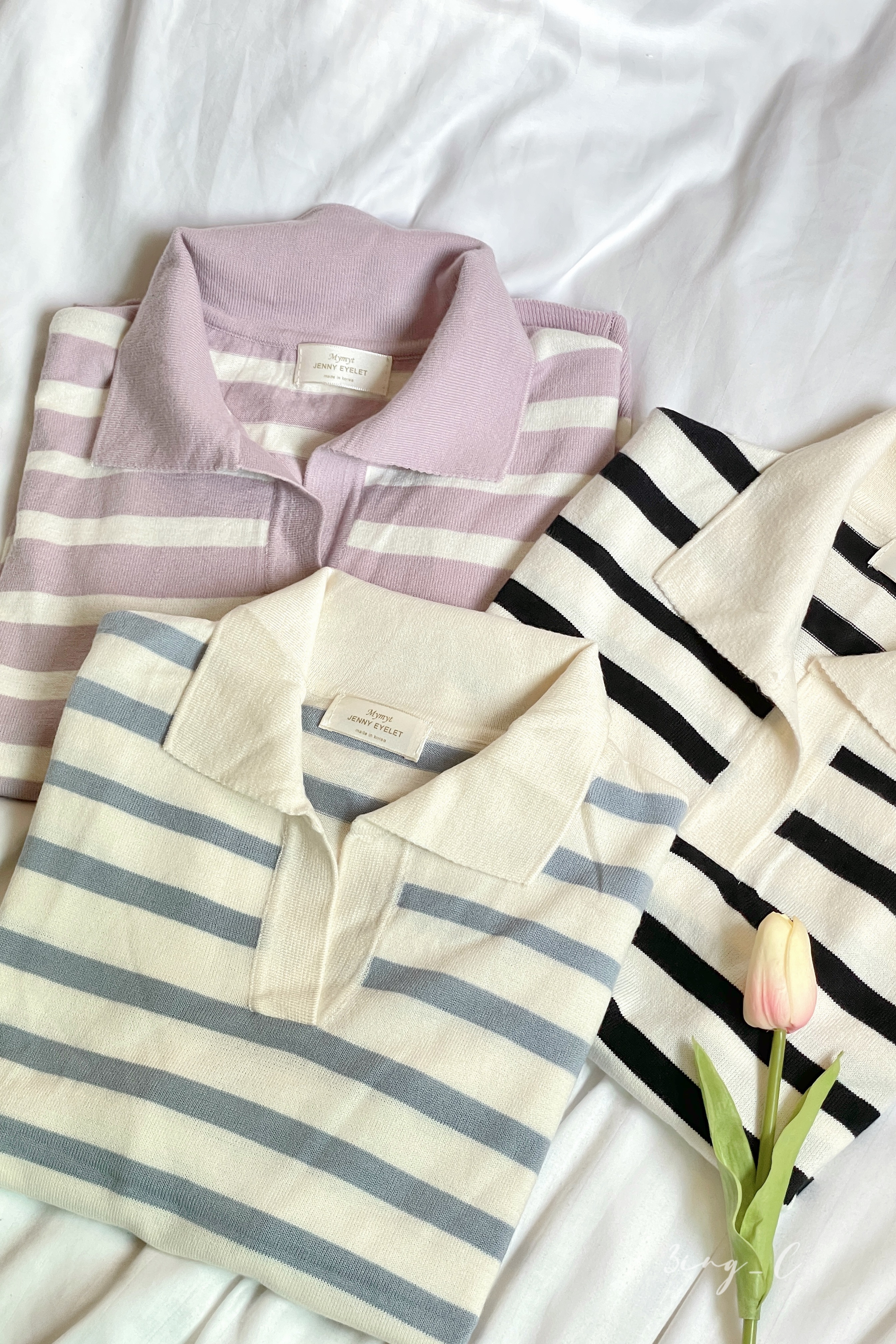 韓國連線-線條折領針織上衣