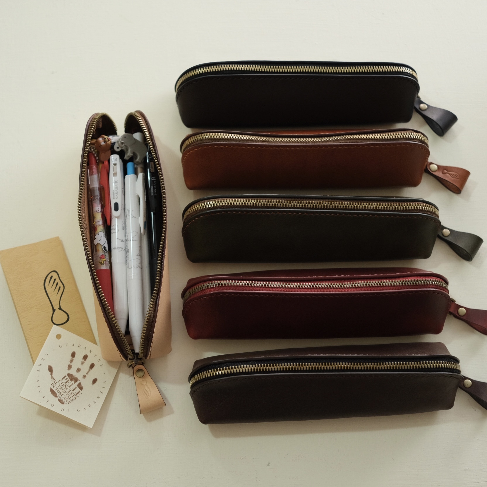 義大利植鞣革 拉鍊筆袋 皮革筆袋｜M.Seed 手作皮革 台灣