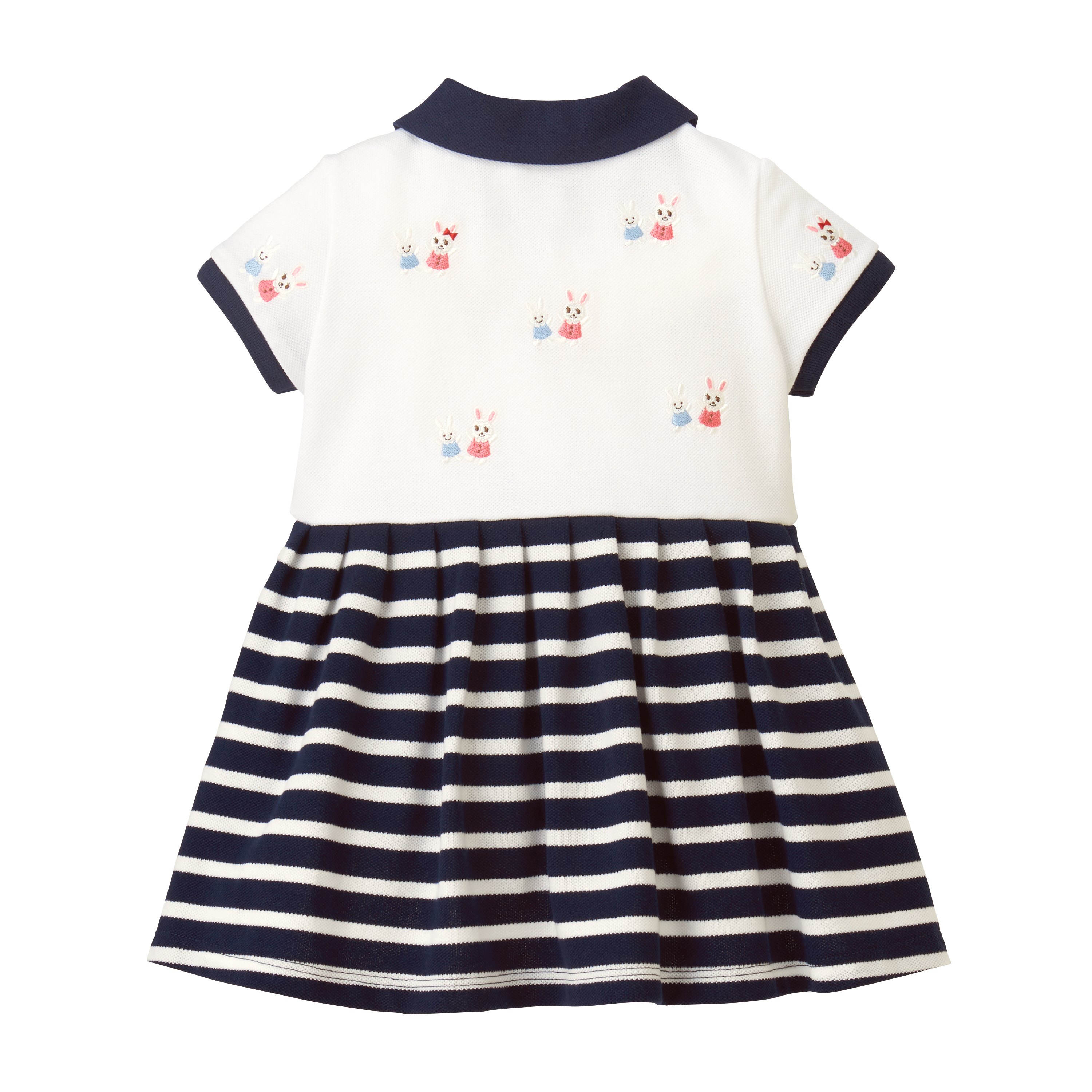 兔子刺綉條紋裙子