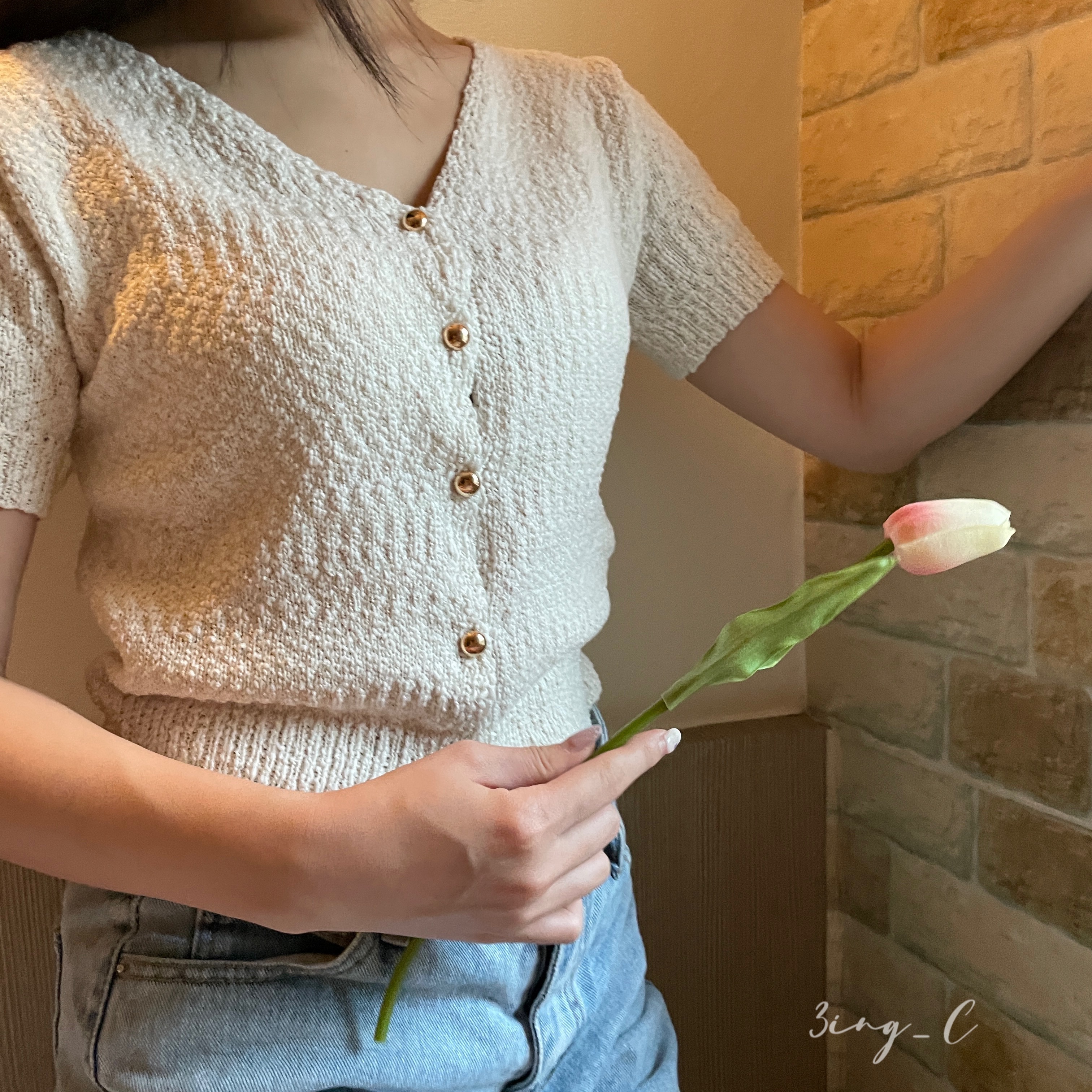 韓國連線-軟呢針織上衣