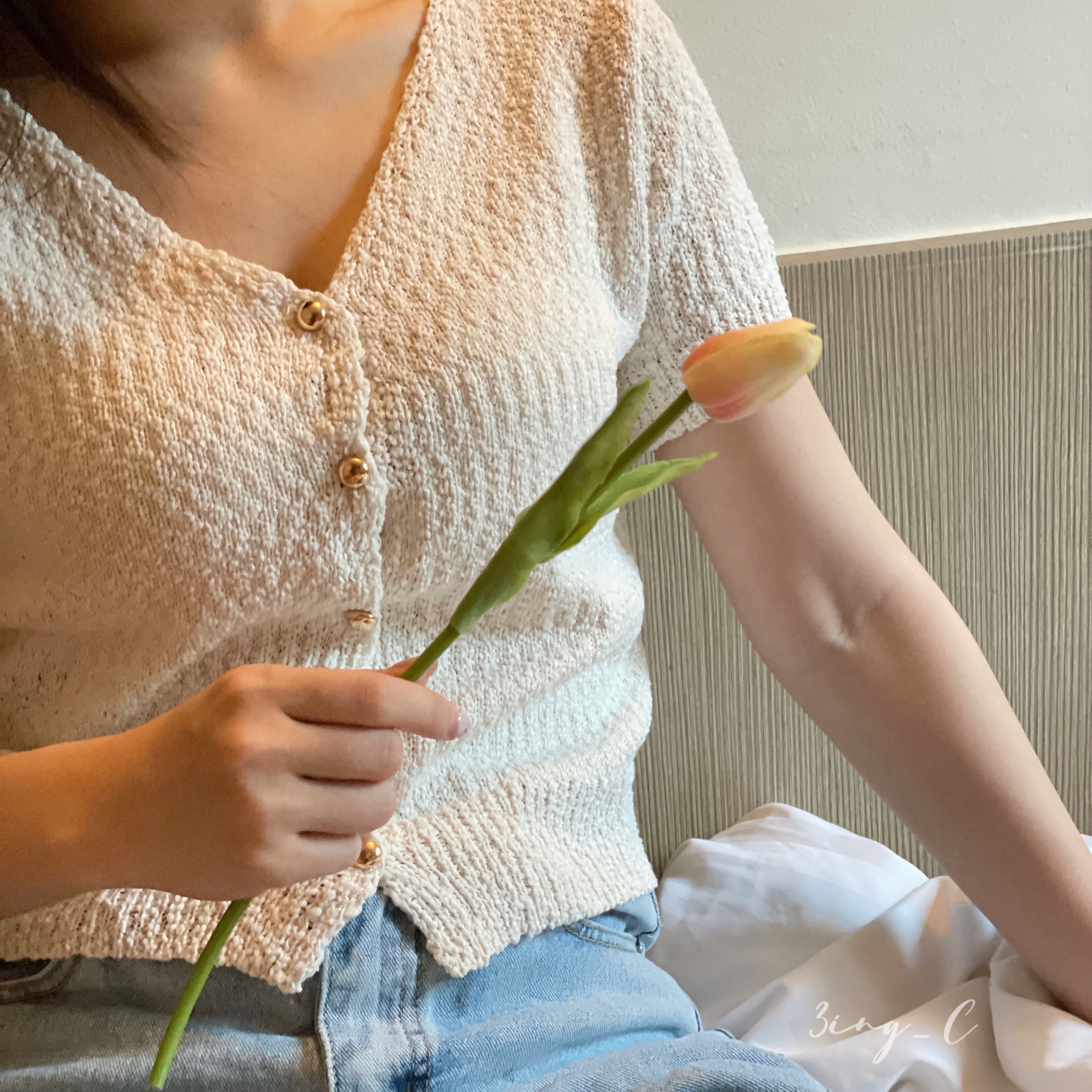 韓國連線-軟呢針織上衣