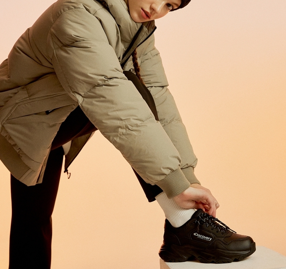 韓國代購 Discovery Expedition Flex FLEX 運動鞋 增高 男女同款 黑MAR-