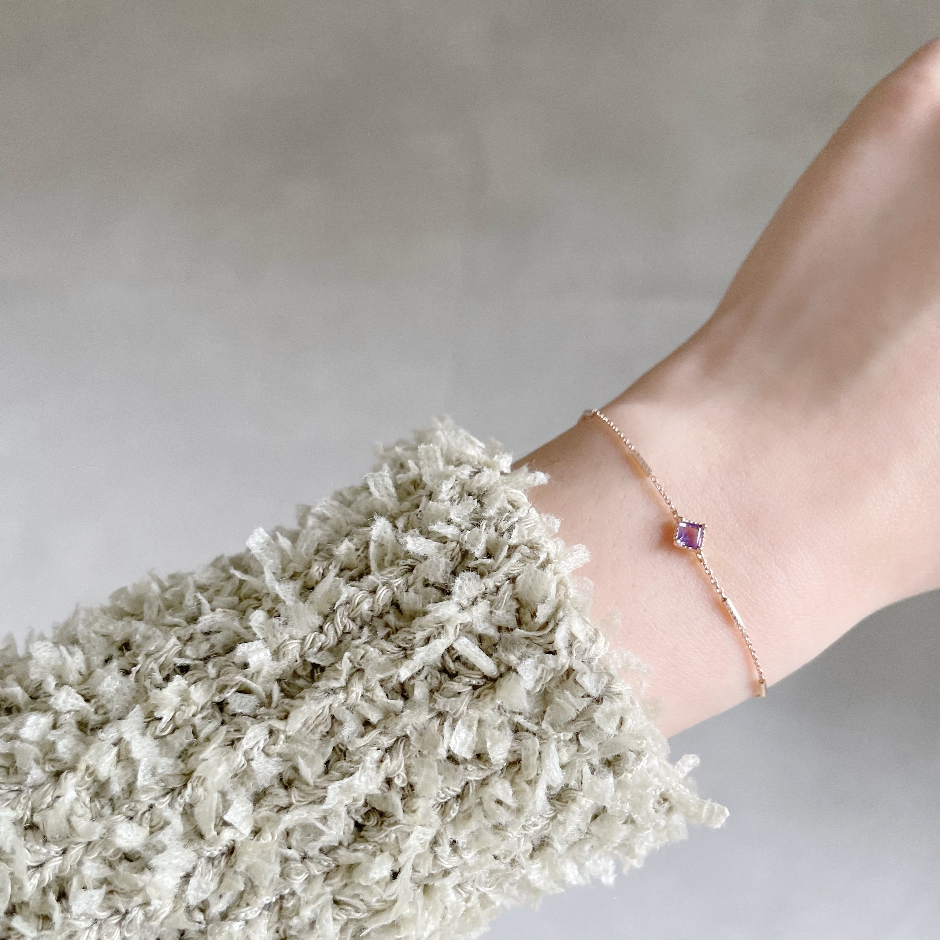 14K菱形紫水晶beats手鍊