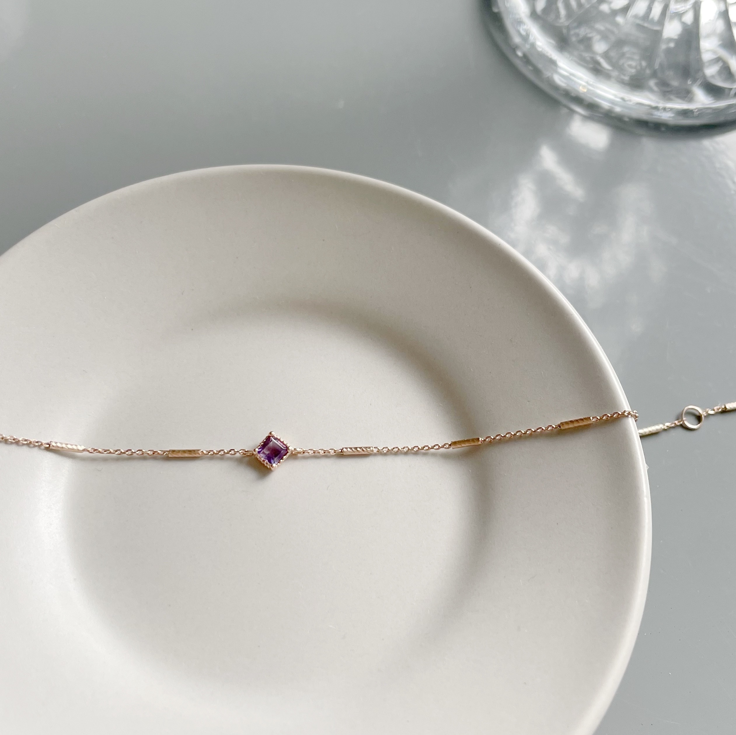 14K菱形紫水晶beats手鍊