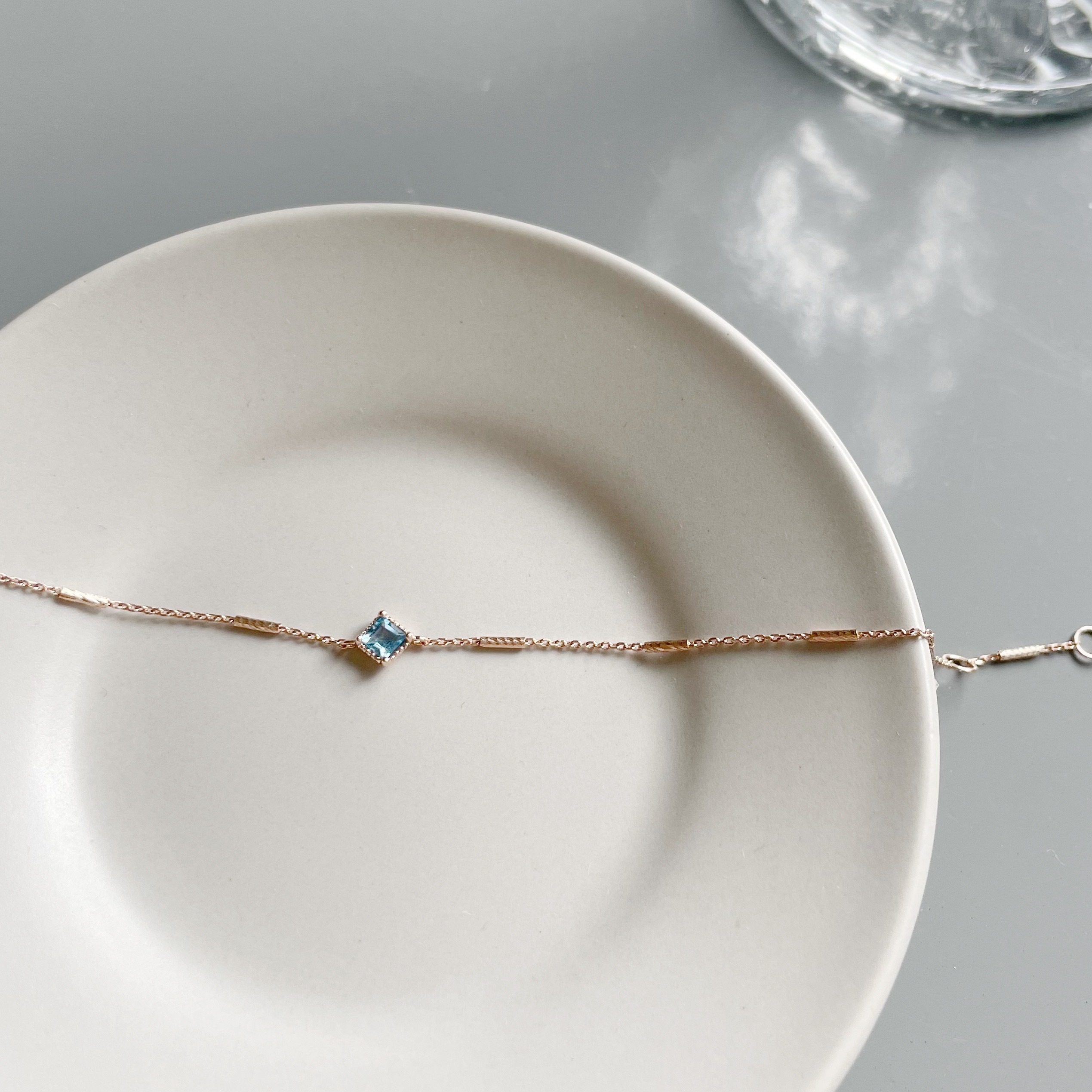 14K菱形瑞士藍托帕石beats手鍊