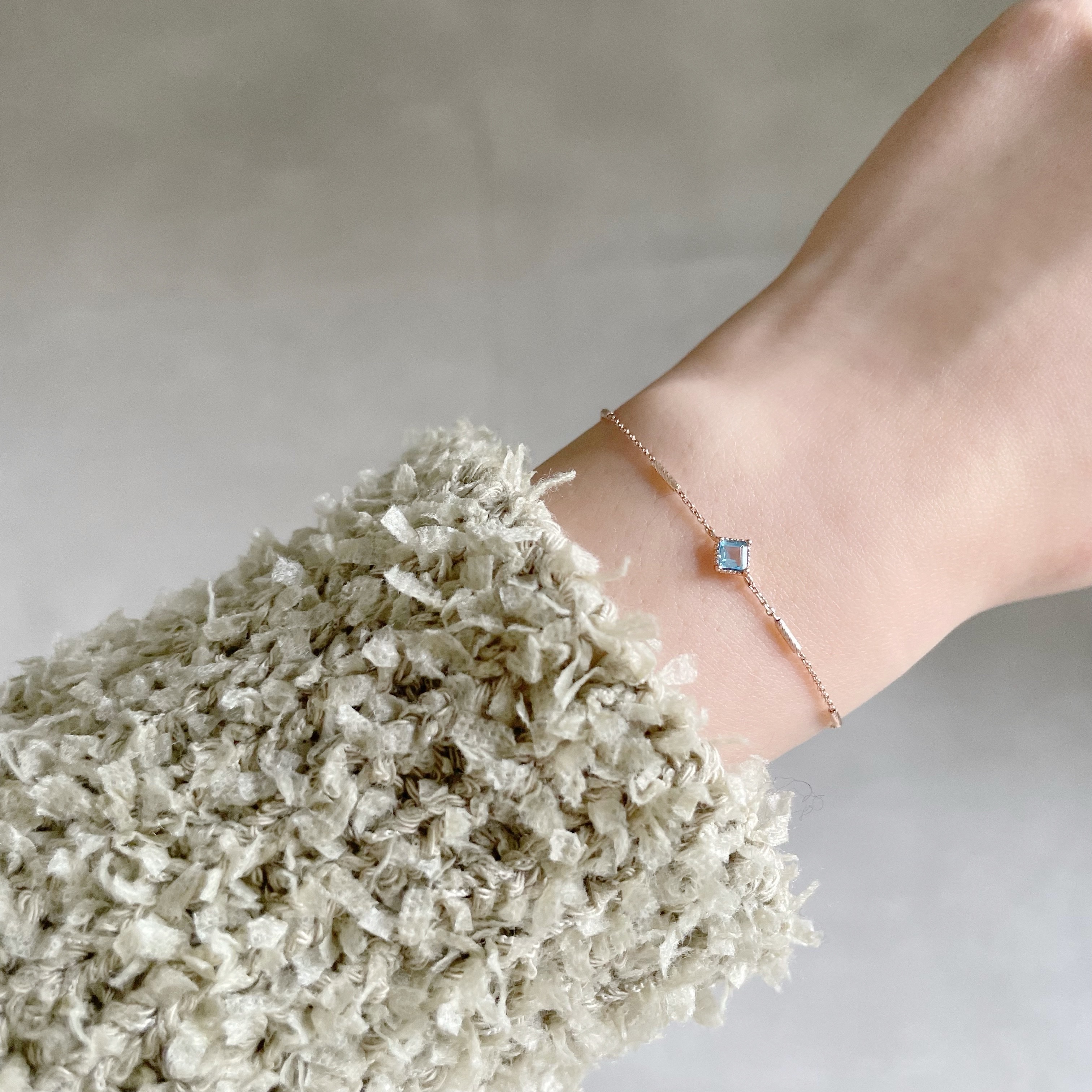 14K菱形瑞士藍托帕石beats手鍊