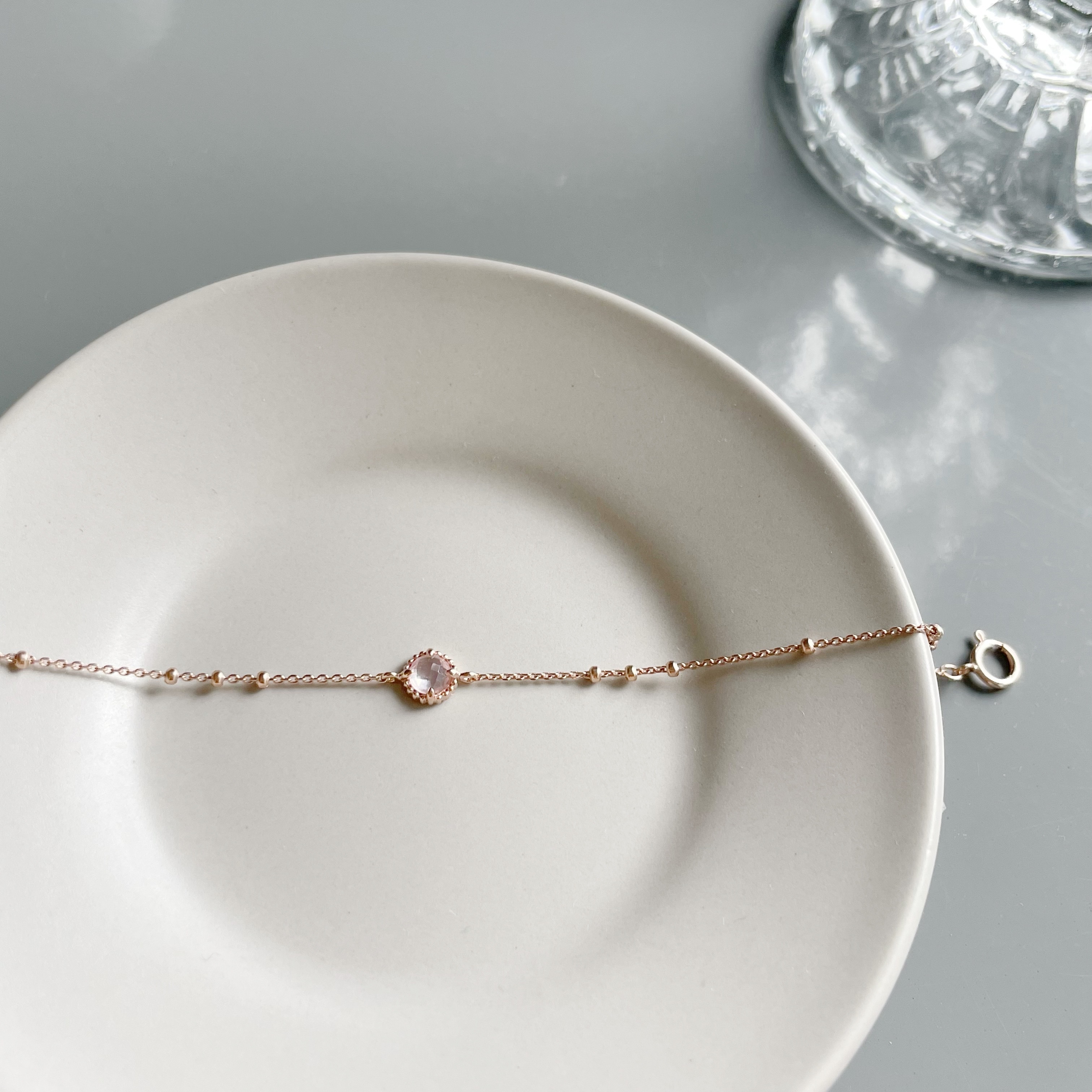 14K蛋撻粉晶triplets手鍊