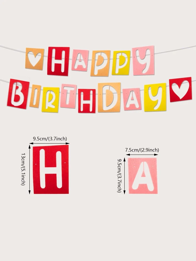 生日快樂背景-不織布掛牌 (鏤空心形）