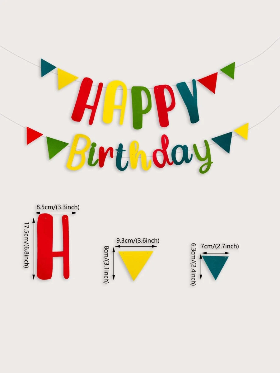 生日快樂背景-不織布掛牌  (彩色三角）