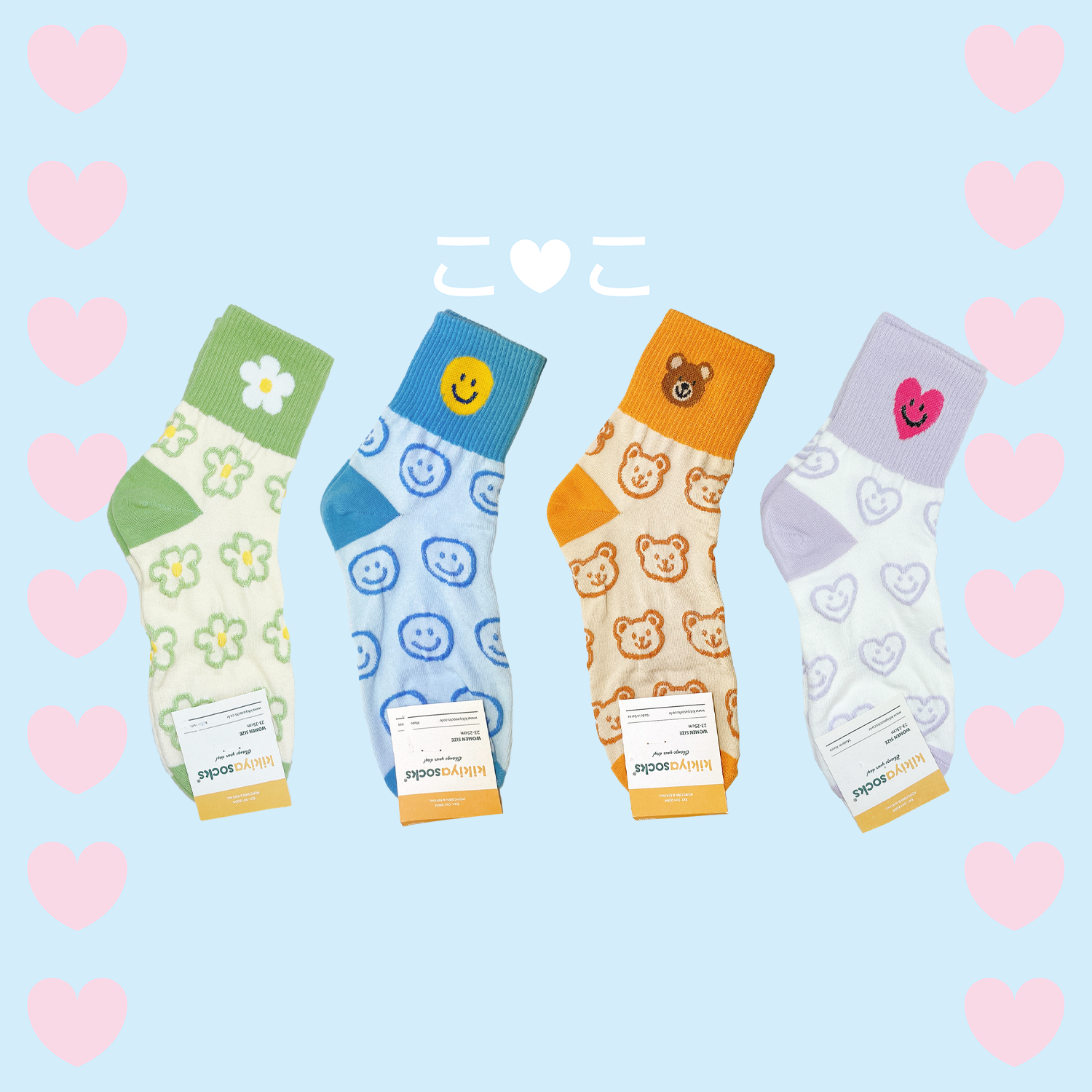 正韓可愛圖滿版泡泡襪子