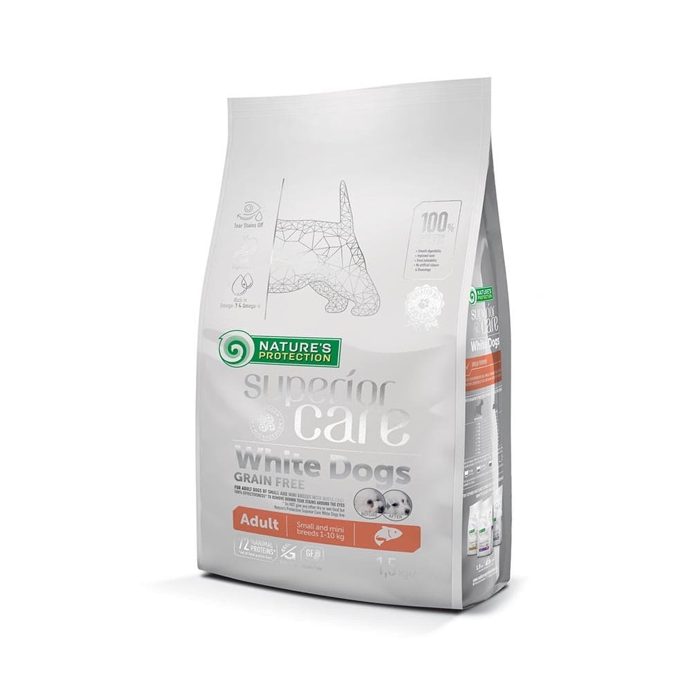 Nature's Protection 無穀物去淚痕美毛小型成犬糧 - 低敏三文魚 1.5KG *粉橙Adult*