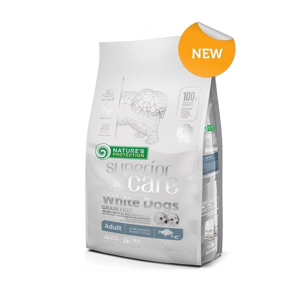 Nature's Protection 無穀物去淚痕美毛小型成犬糧 - 低敏白魚 1.5KG *啞藍Adult*