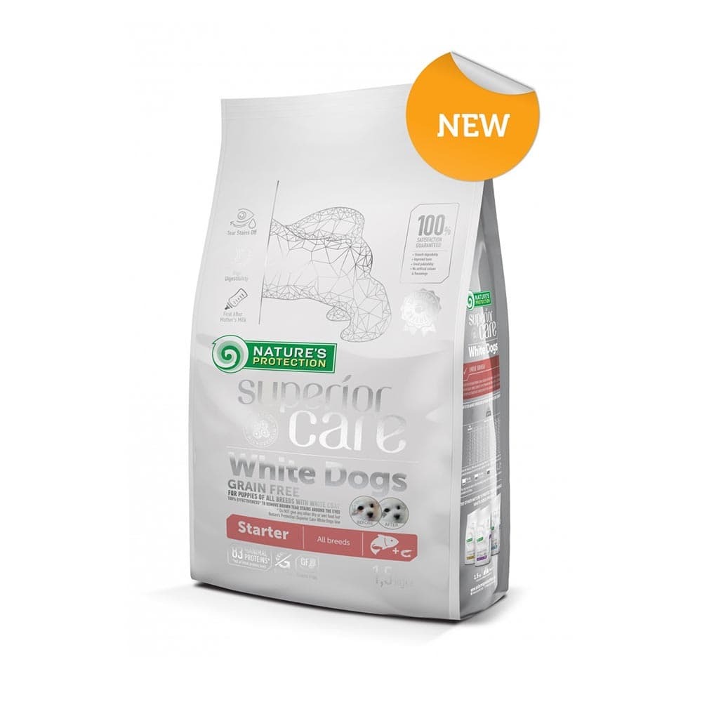 Nature's Protection 無穀物去淚痕美毛初生幼犬糧 - 低敏三文魚 1.5KG  *粉紅色Starter*