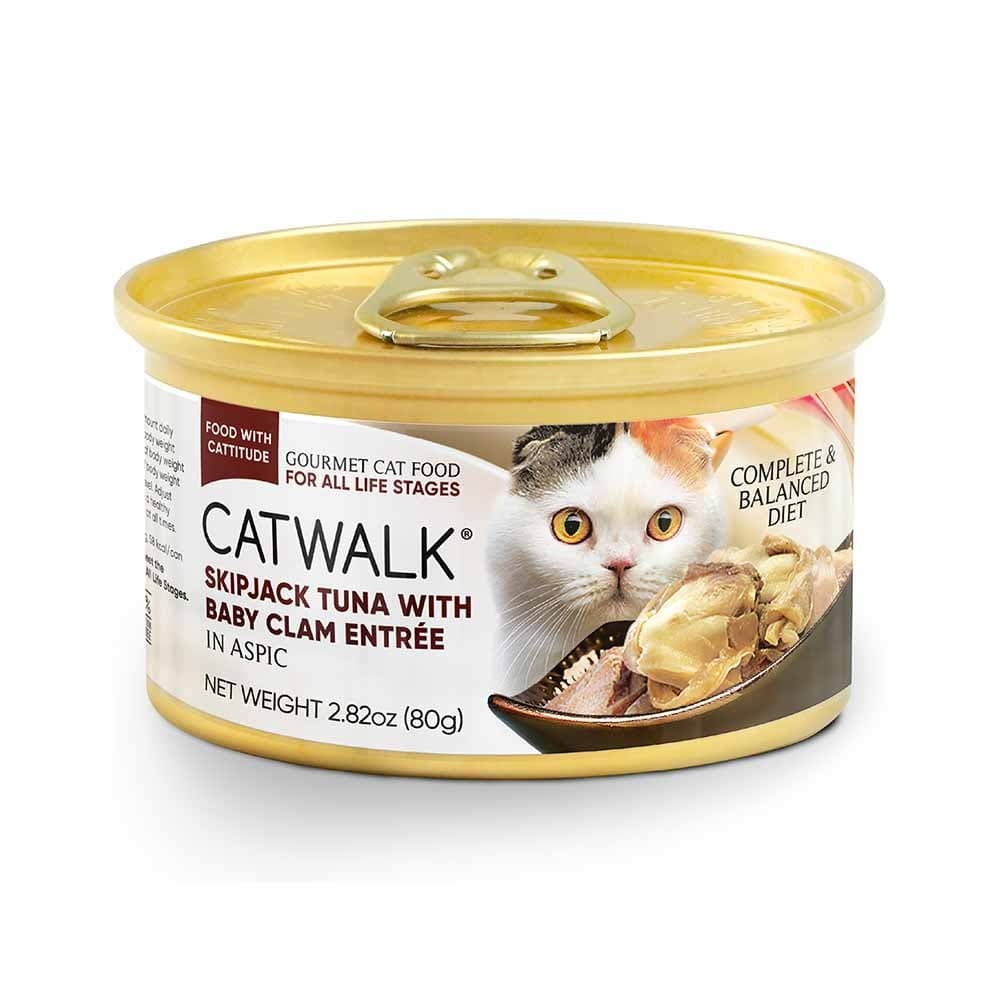 Catwalk 鰹吞拿魚加蜆肉主食貓罐 (Skipjack Tuna With Baby Clam Entrée In Aspic) 80G