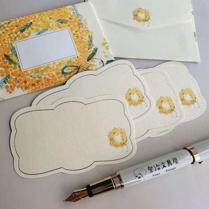 花環 燙金小卡信封組｜日本井上繪理子