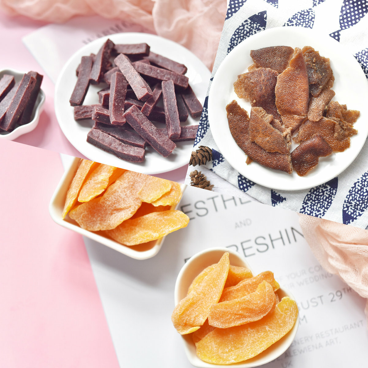 [黃桃乾零食3件優惠裝]-黃桃乾150g+桑葚山楂條180g+即食古香陳皮150g