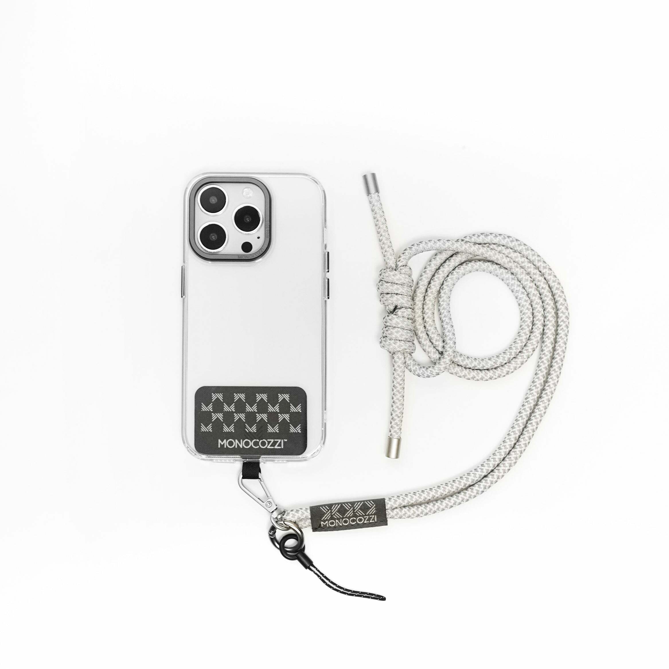 ESSENTIALS | Rope Phone Strap for iPhone with AirPods Pro Lanyard - White/ Grey