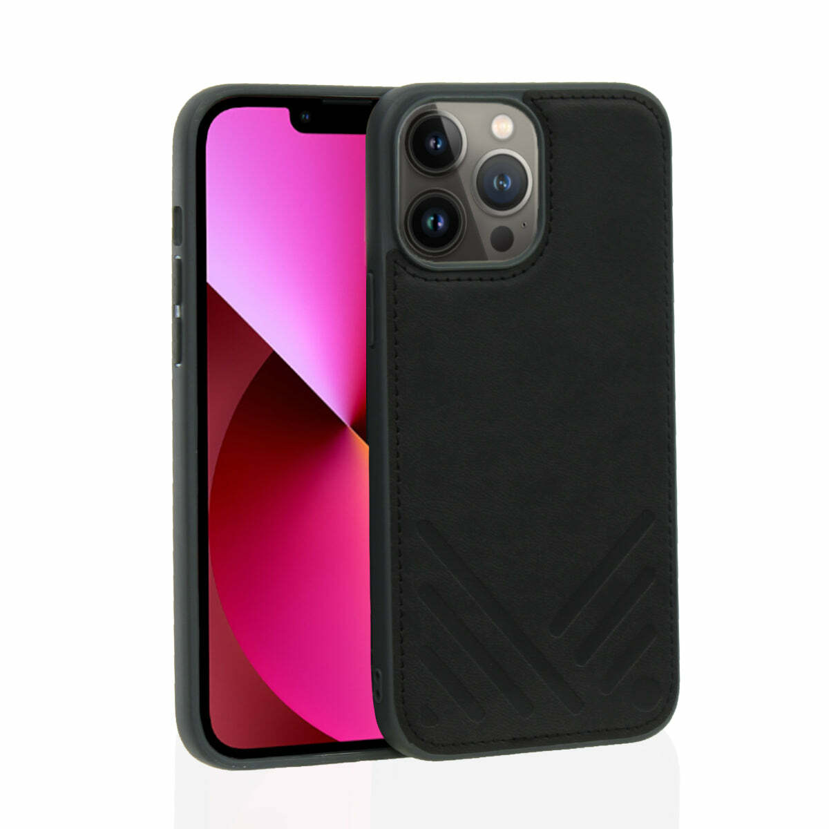 for iPhone 13 | POSH | Shockproof Vegan Leather Hybrid Case - Charcoal
