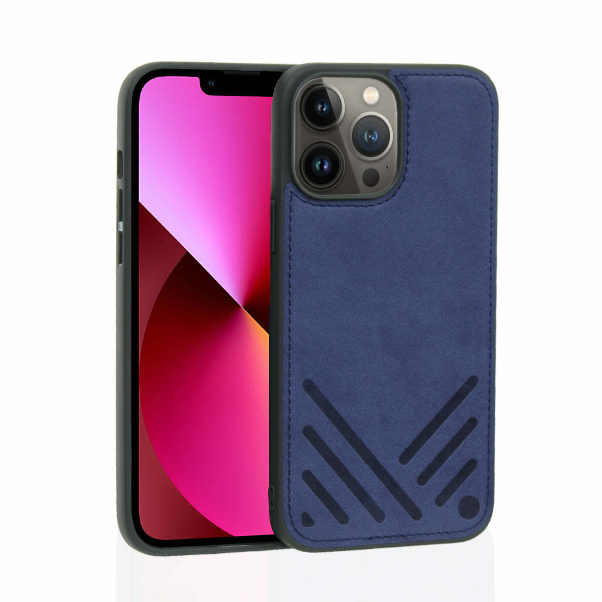 for iPhone 13 | POSH | Shockproof Vegan Leather Hybrid Case - Navy