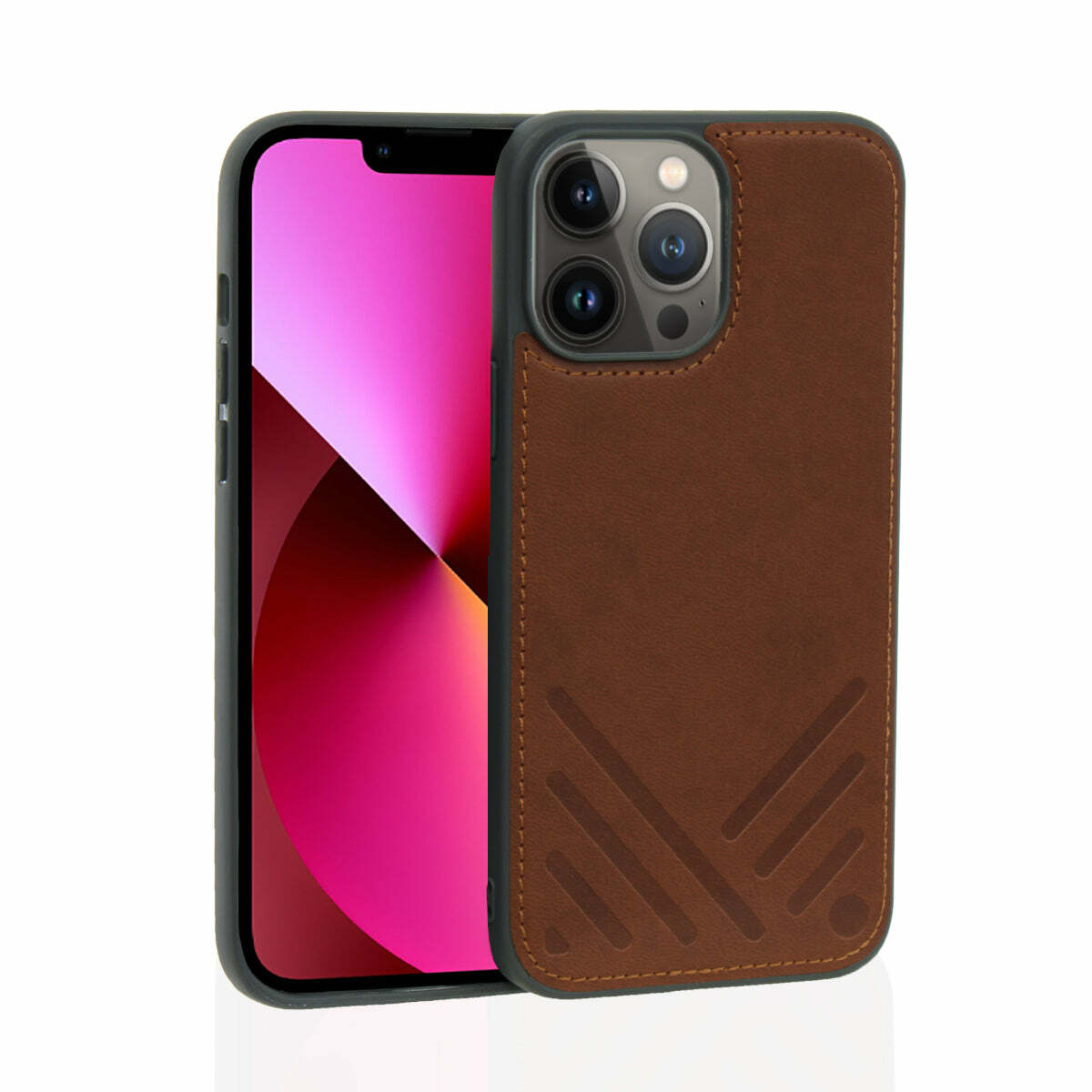 for iPhone 13 | POSH | Shockproof Vegan Leather Hybrid Case - Tan
