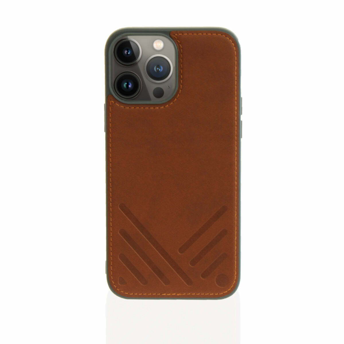 for iPhone 13 | POSH | Shockproof Vegan Leather Hybrid Case - Tan
