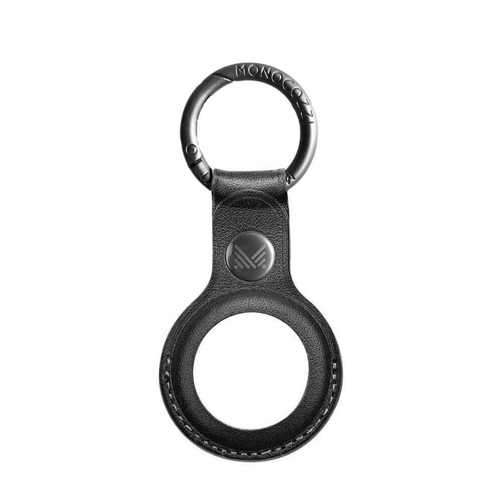 EXQUISITE | Genuine Leather AirTag Holder Keychain - Charcoal