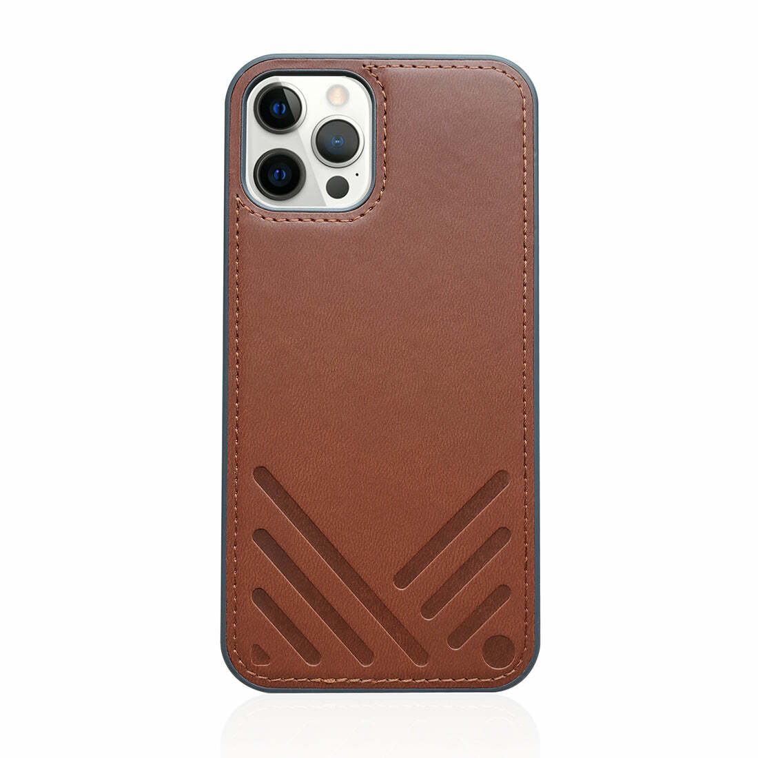 for iPhone 12 | POSH｜Shockproof Vegan Leather Back Case - Tan