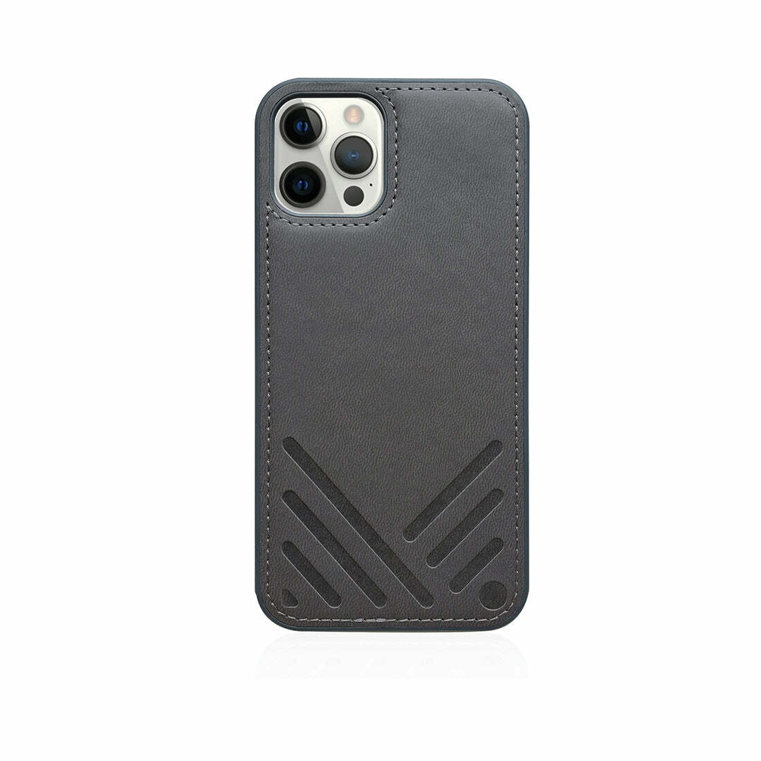 for iPhone 12 | POSH｜Shockproof Vegan Leather Back Case - Charcoal