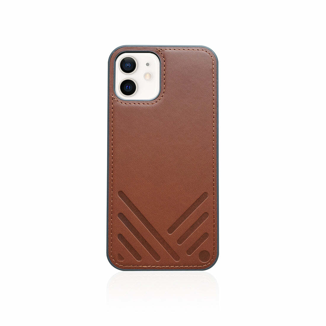 for iPhone 12 | POSH｜Shockproof Vegan Leather Back Case - Tan