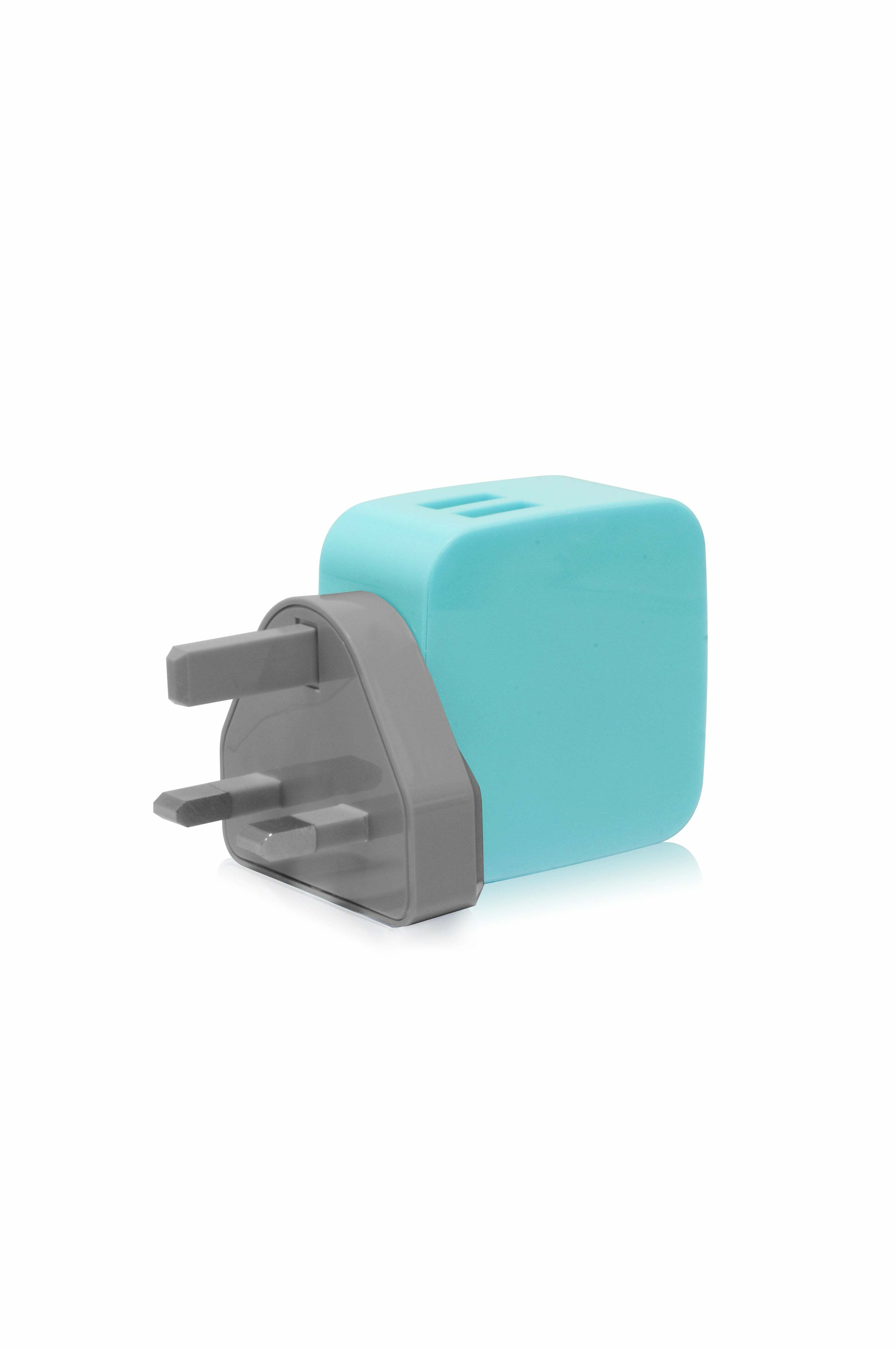 SMIGHTY | 4.8A Dual USB Wall Charger with interchangeable multinational connectors - Blue
