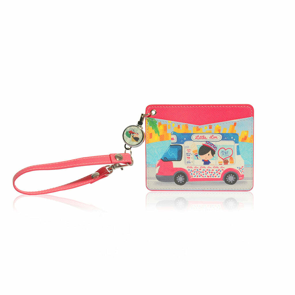 Little Lon x MONOCOZZI | Name Card Holder with Retractable Strap - Ice Cream