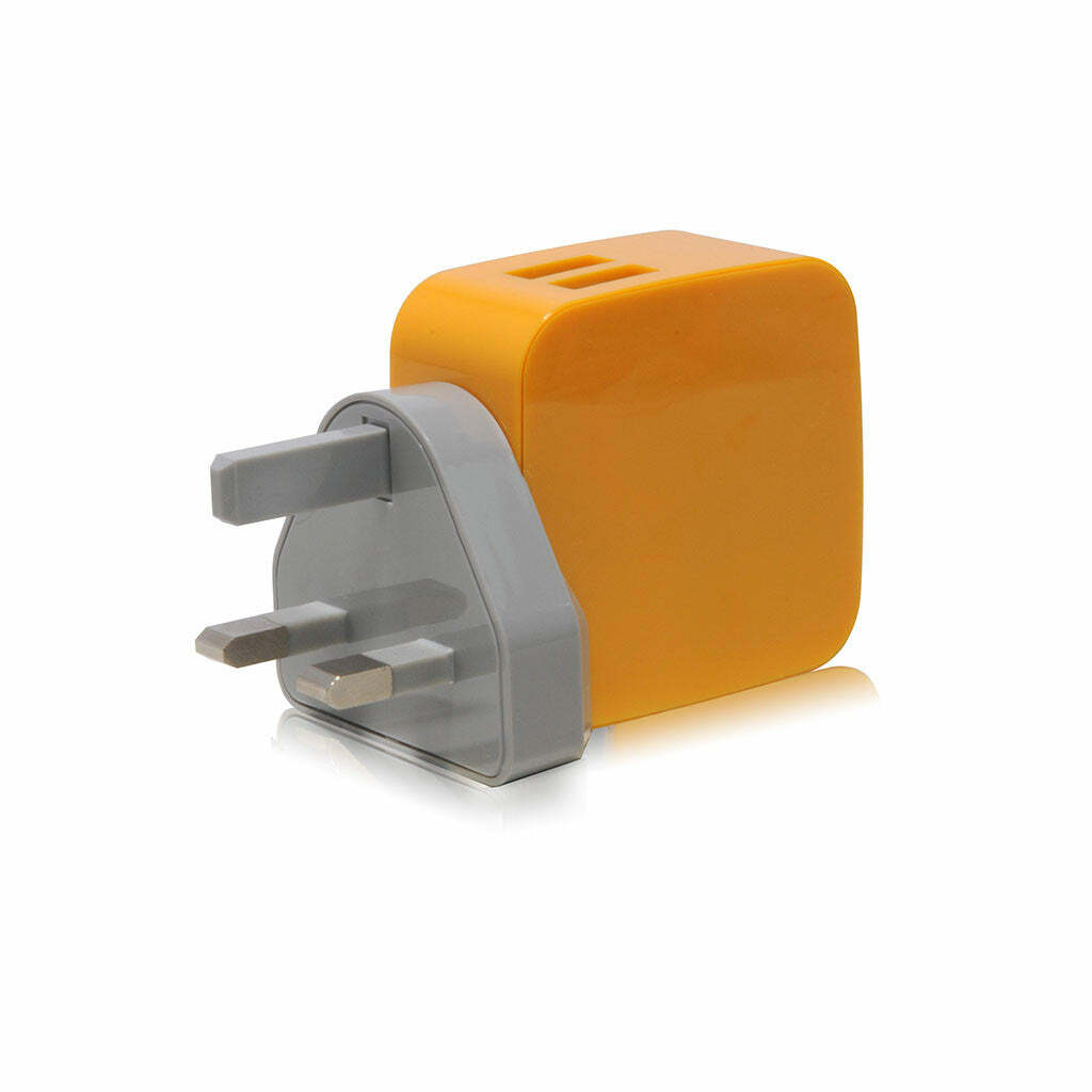 SMIGHTY | 4.2A Dual USB Wall Charger with interchangeable multinational connectors - Yellow