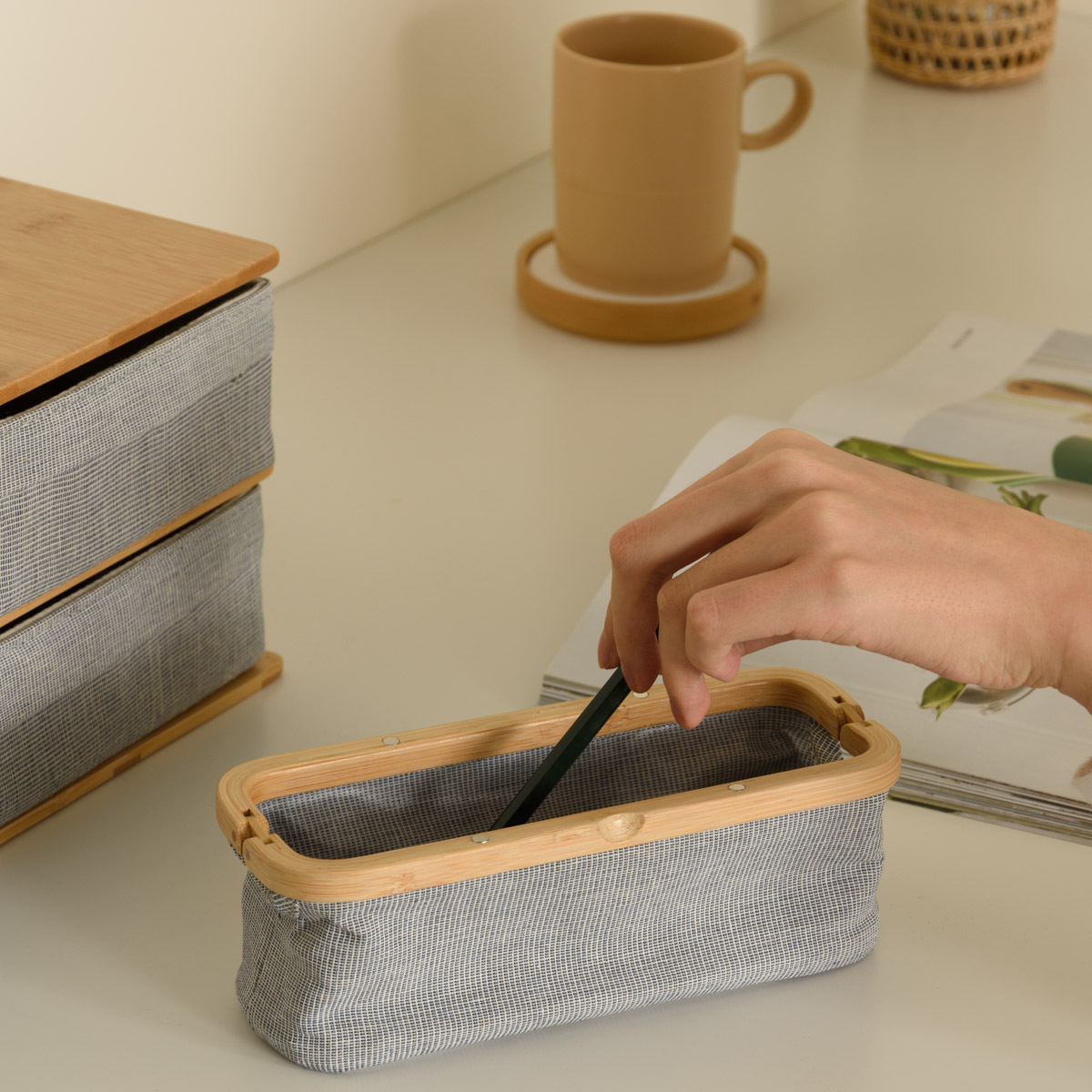 Uroki 筆袋 竹框與布的完美結合,小巧輕盈,不占空間,幫你收納記錄日記或手帳的筆