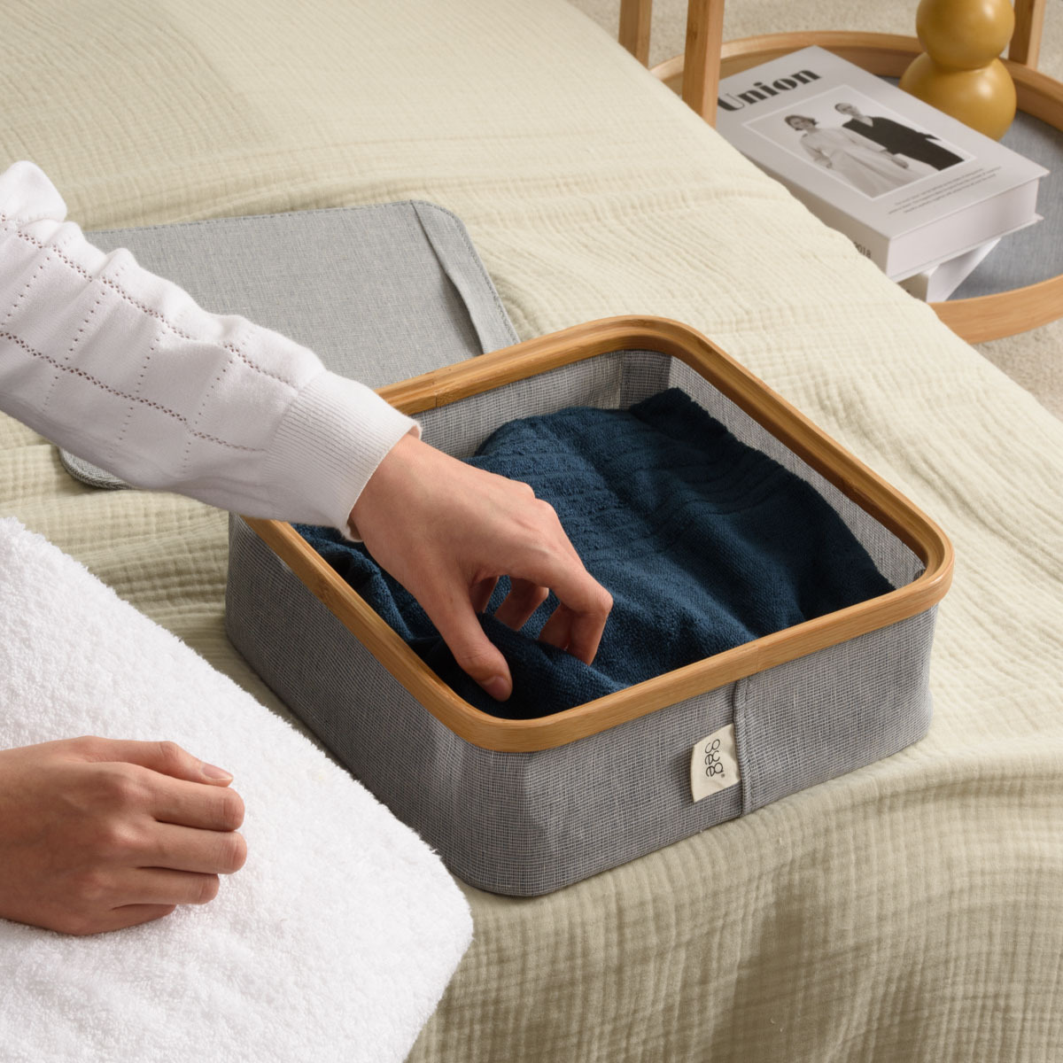 Kim 加蓋分格收納盒-單格, 適合收納較大或較厚的衣物、毛巾