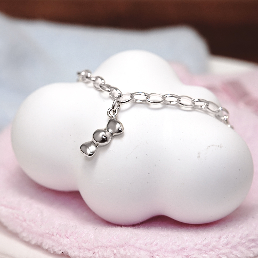 蝴蝶結糖果 兒童刻字手鍊 寶寶滿月手鍊 925純銀彌月銀飾