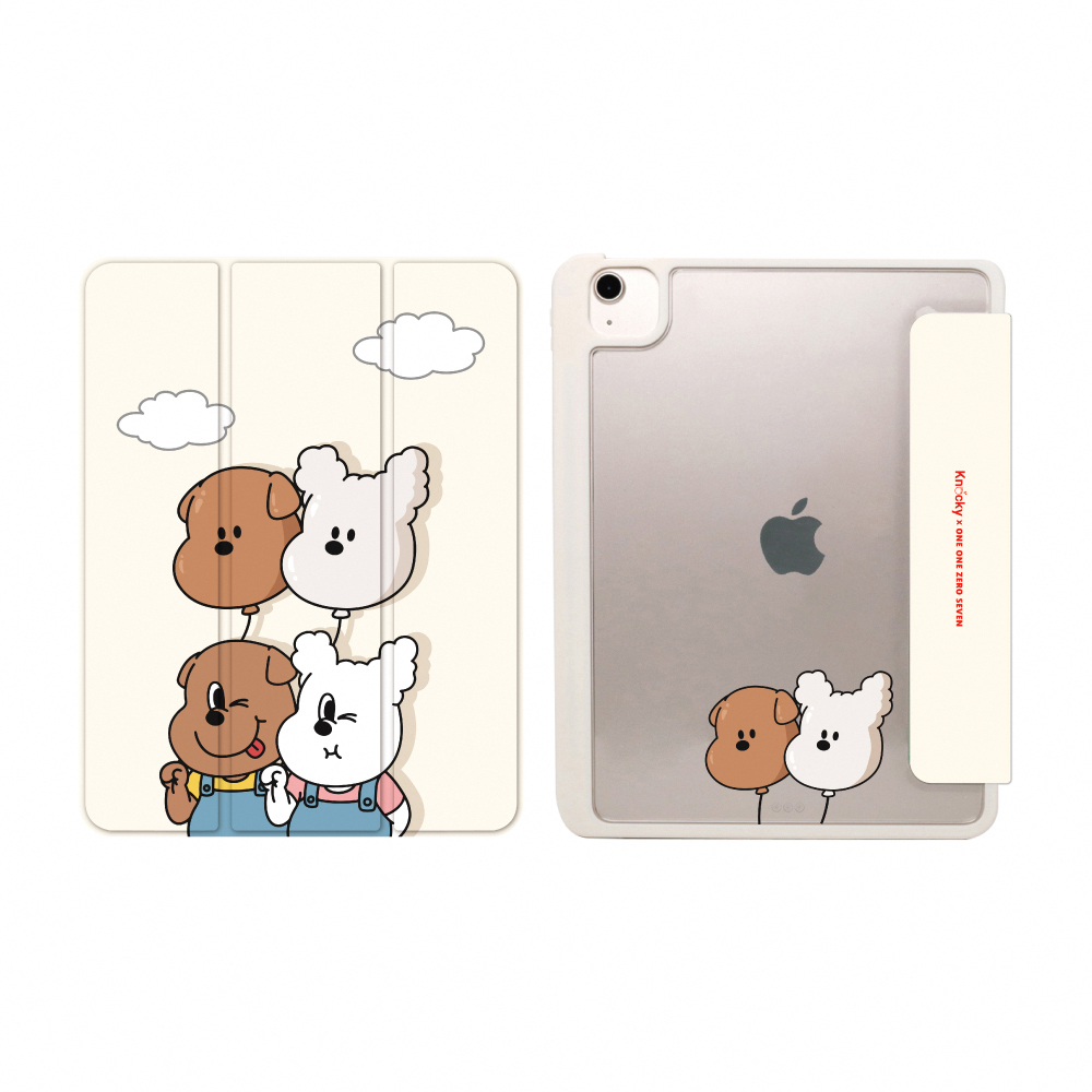 【Knocky x one one zero seven】『Be Happier 快樂氣球款』iPad Air/Pro 平板保護殼 (三折式/硬底軟邊/右側筆槽)