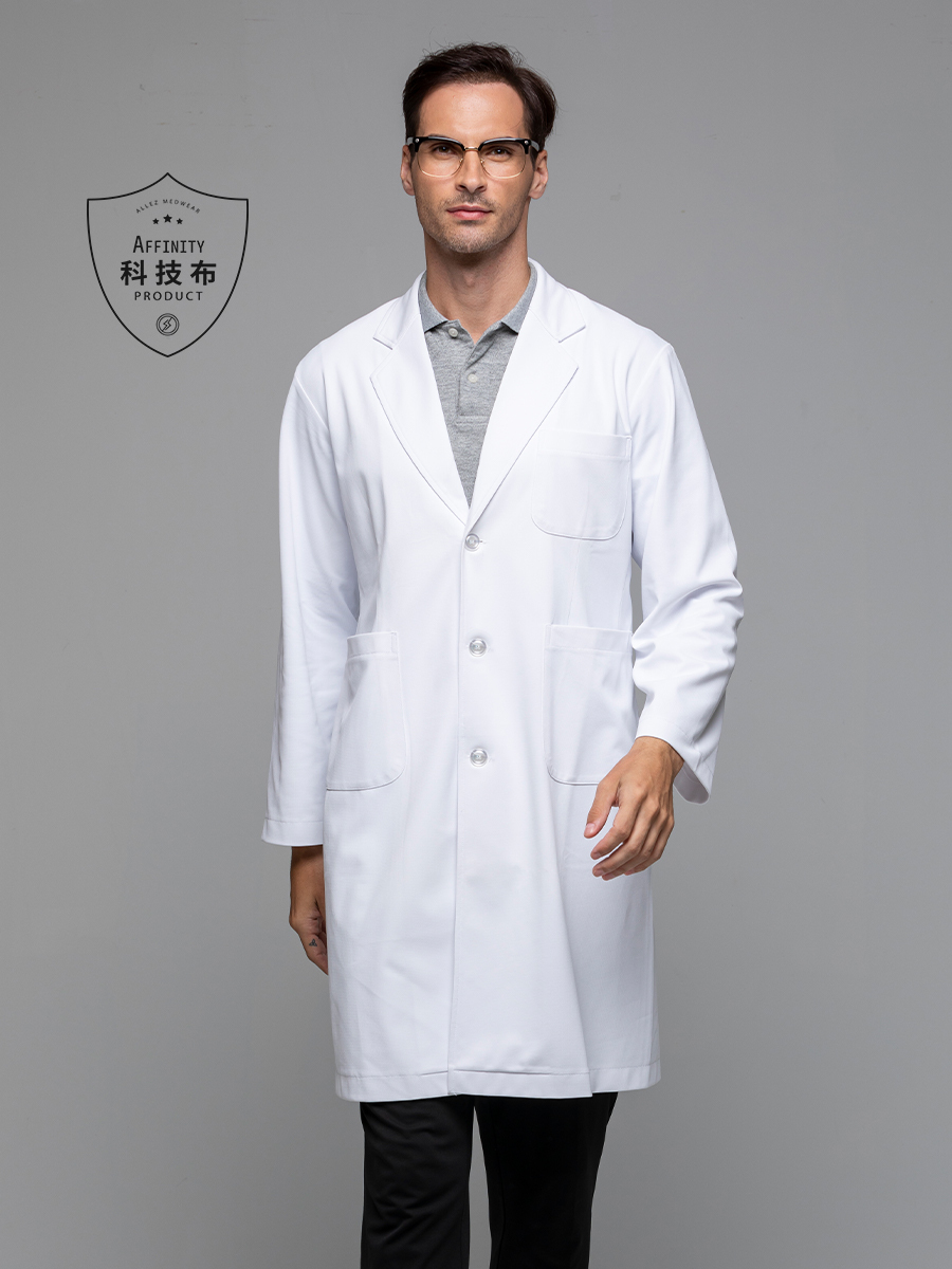 【 A305-W0 預購款】男醫師長袍-A科技布-純粹白