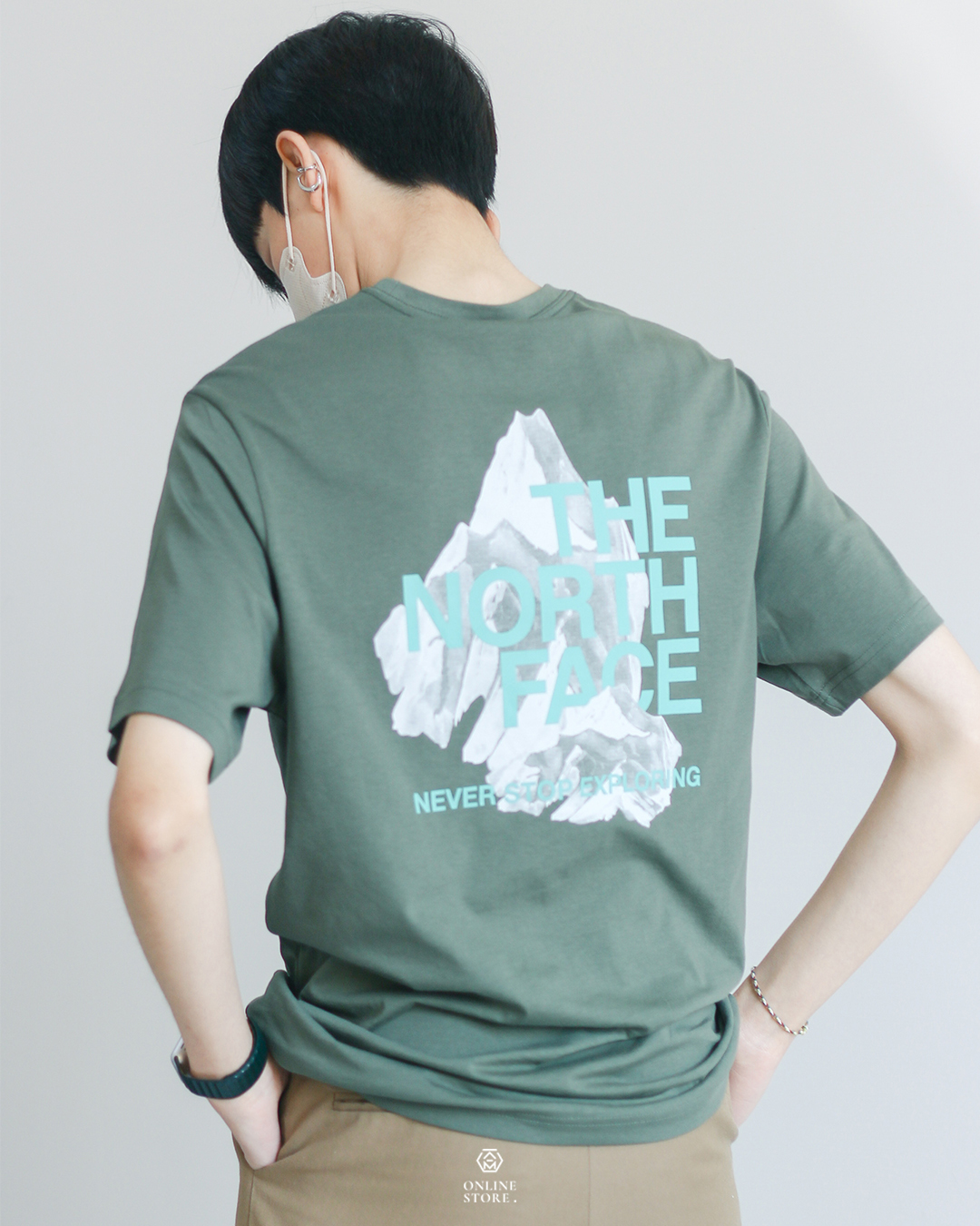 The North Face Mountain Shadow Tee 灰蒙綠T恤 (NF0A84XC8G01)