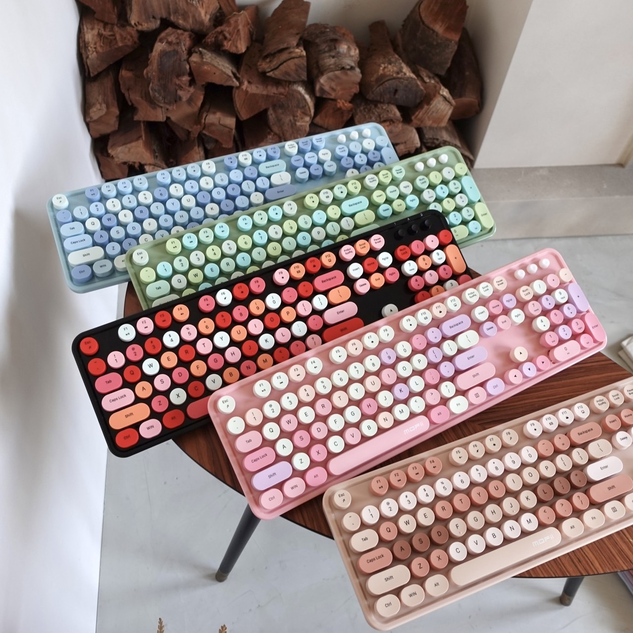 MOFii 復古無線鍵盤滑鼠 打字機風格 絕美鍵鼠組 口紅鍵盤 !!