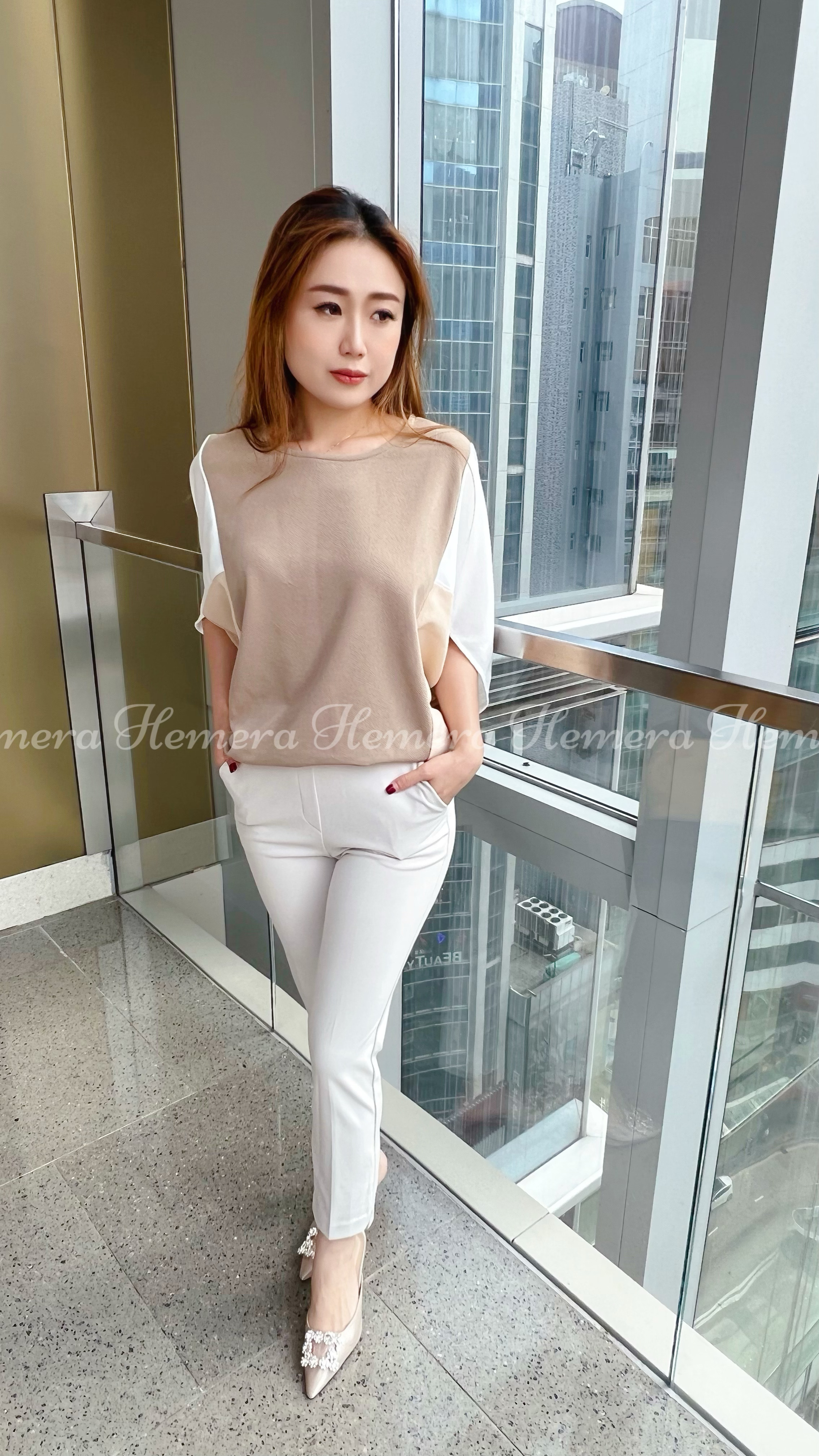 TP23W0352 拼圖修瘦上衣