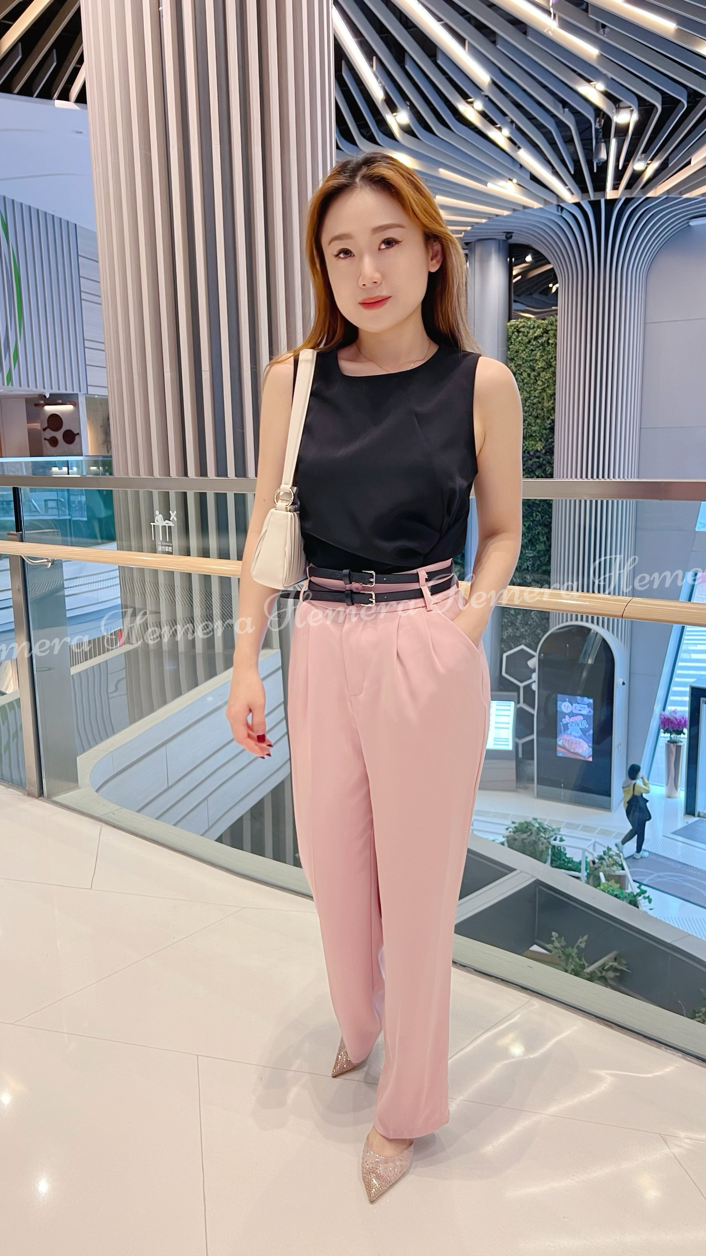 PT23W0357 雙腰帶修身褲