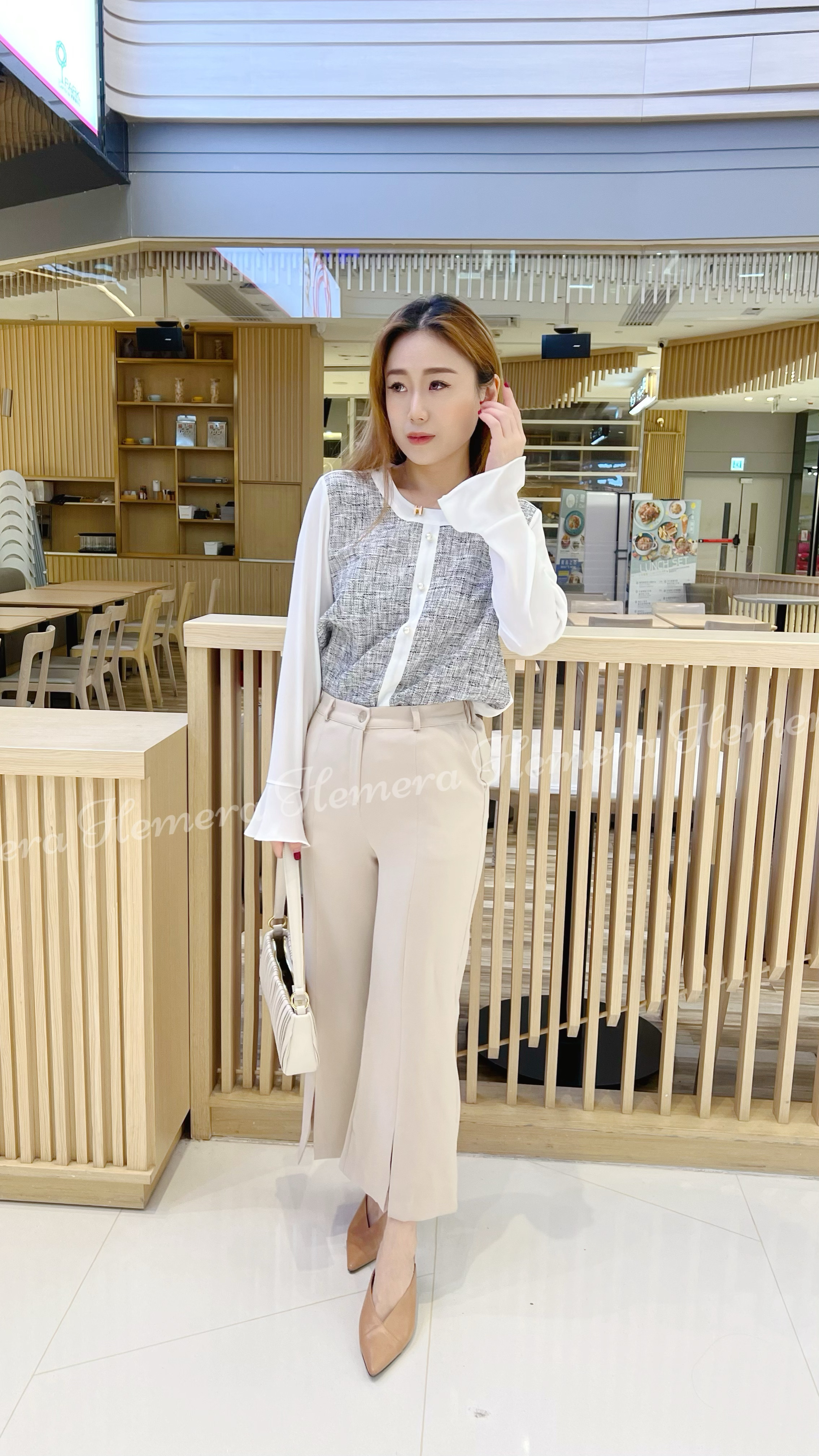 PT23W0363 雪紡闊身上班開叉褲