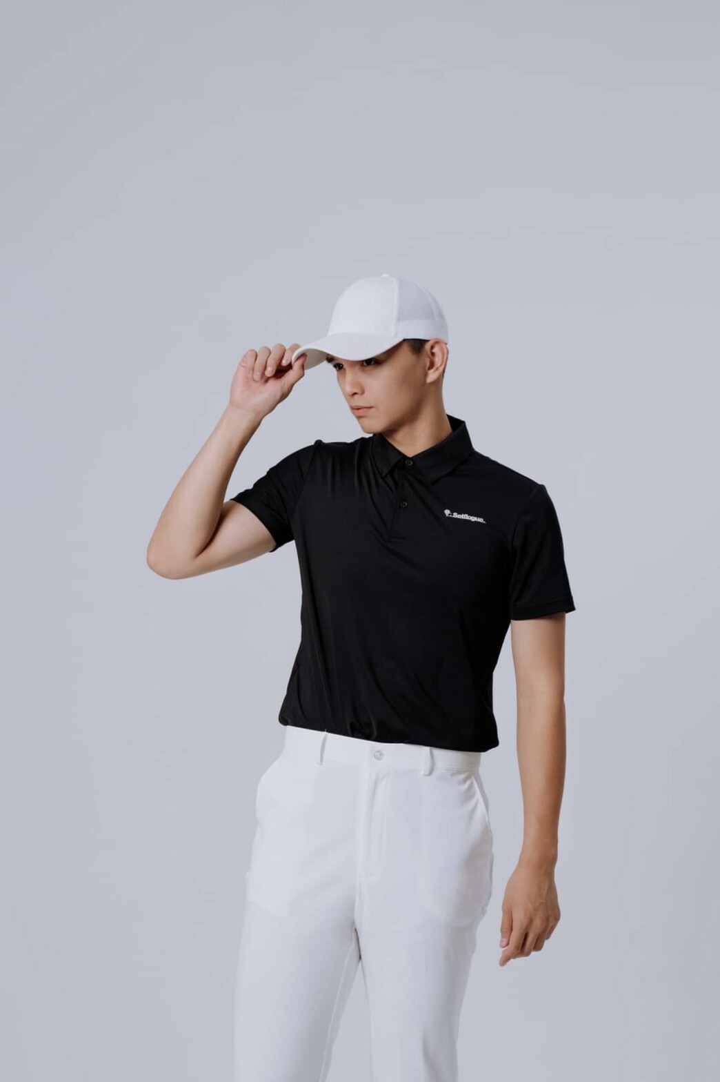 Selflogue Men's Breathable Golf Polo Shirt - Black
