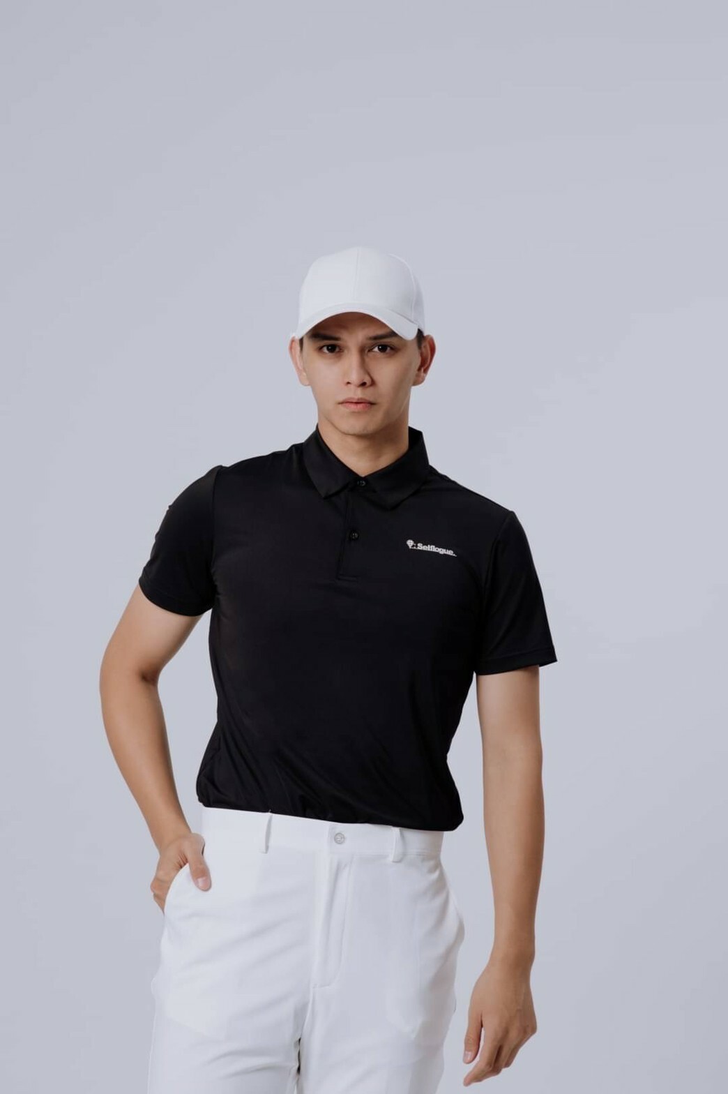Selflogue Men's Breathable Golf Polo Shirt - Black