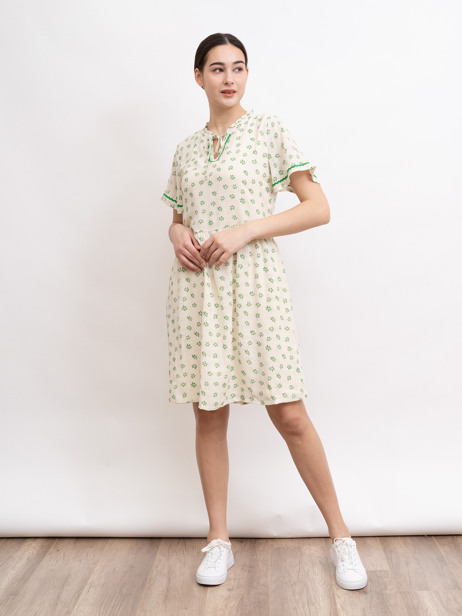 mi-tu 印花V領連身裙