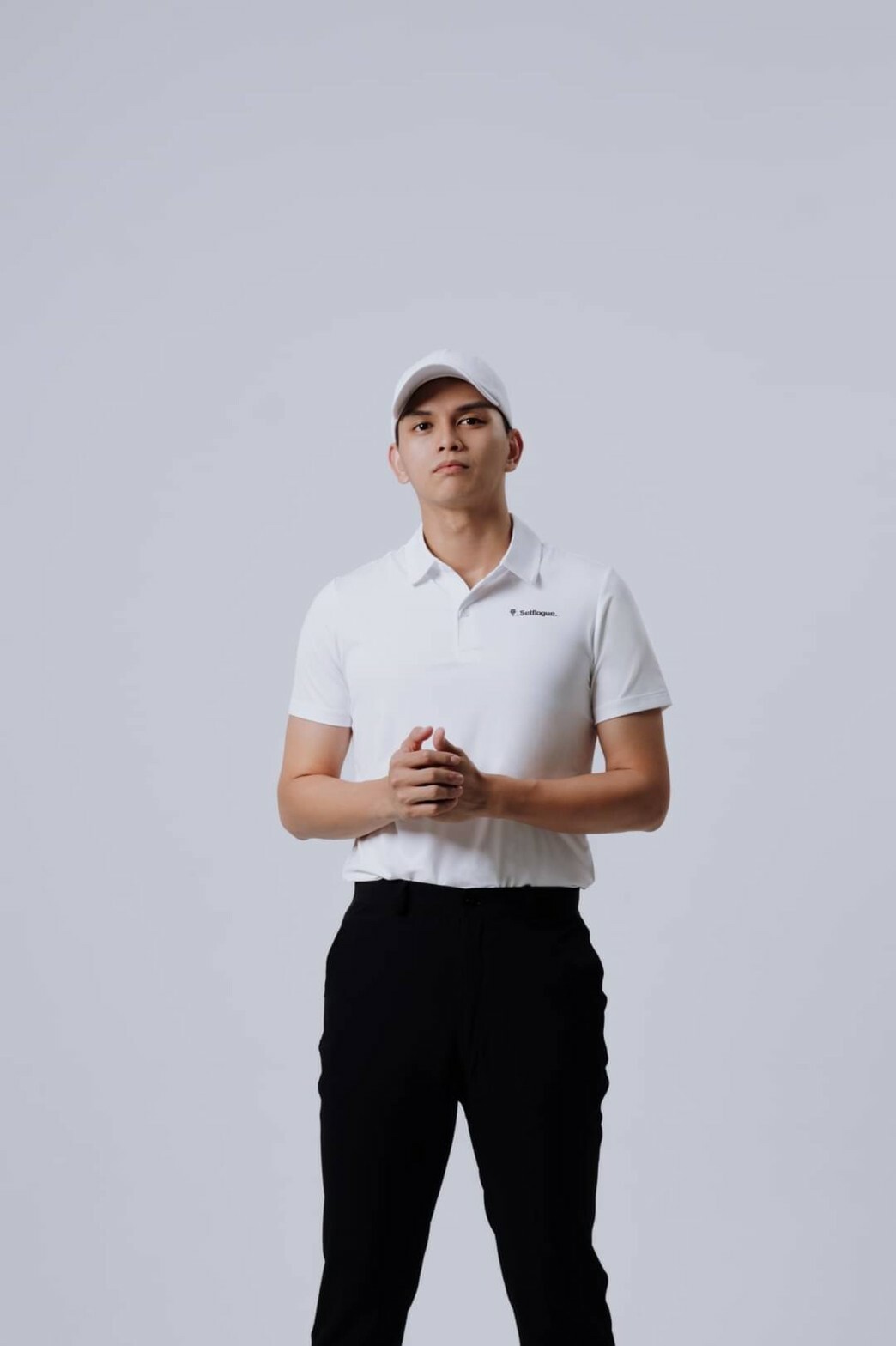 Selflogue Men's Breathable Golf Polo Shirt - White