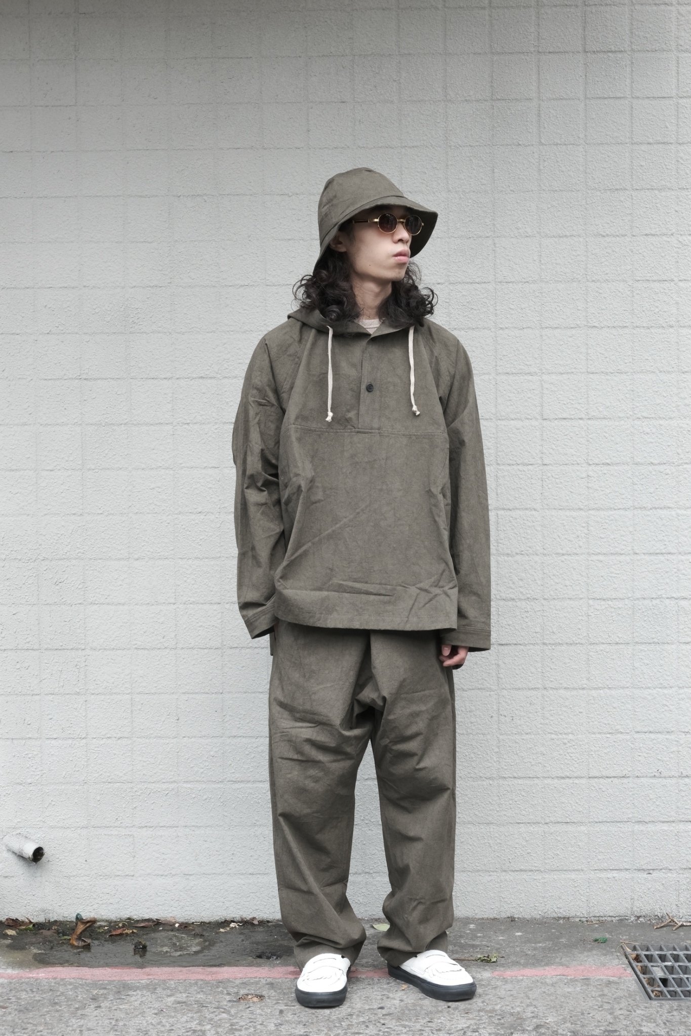 O project - HOODED PULLOVER JACKET / DK GREY